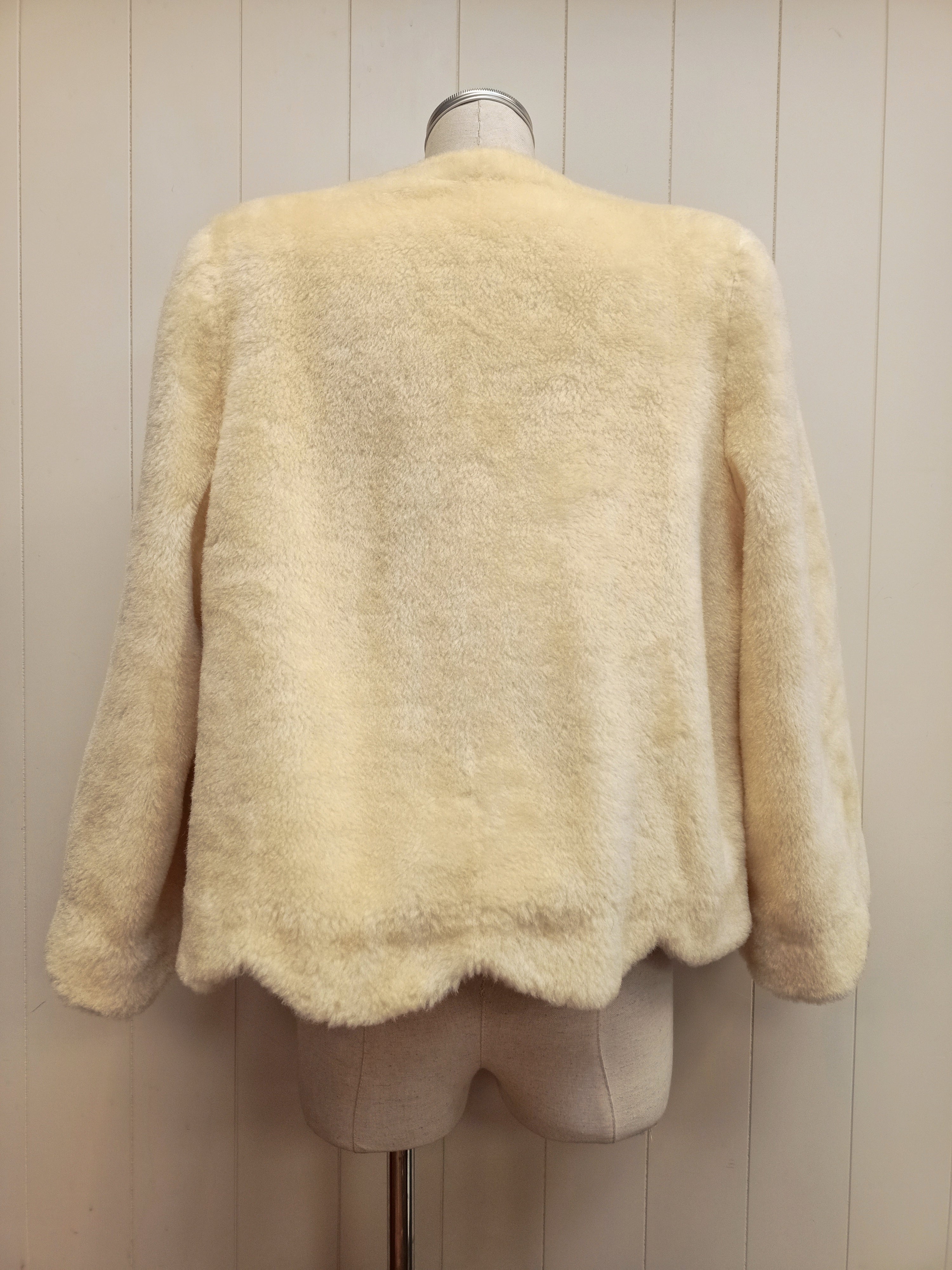 Vintage Yellow Cream Faux Fur Jacket
