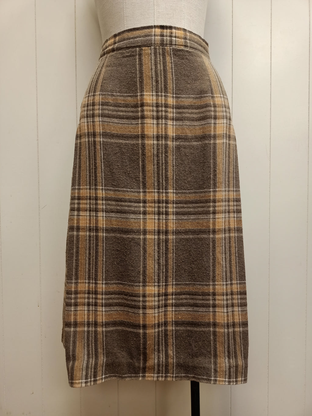 Vintage Brown & Orange Plaid Skirt