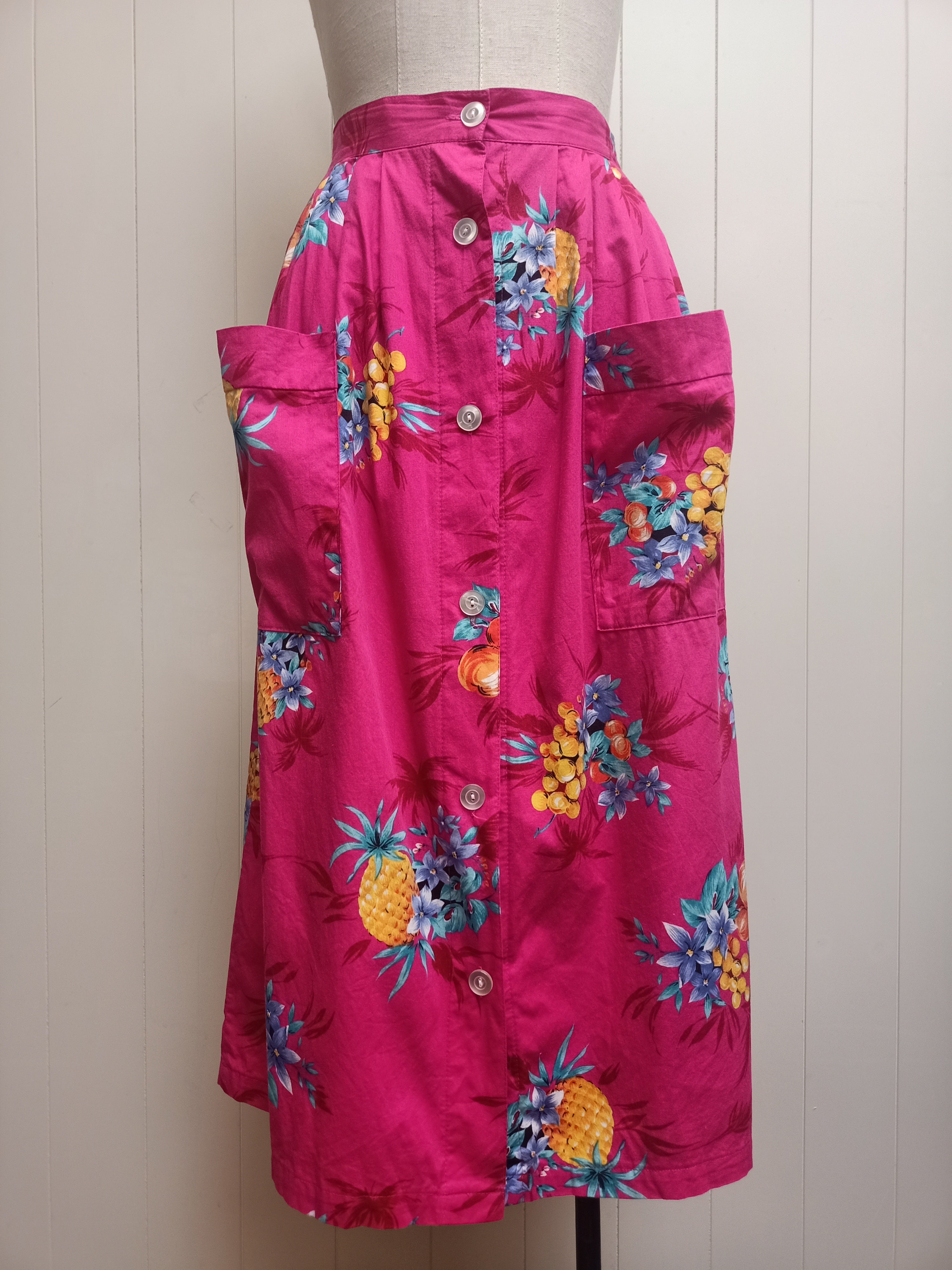 Vintage Tropical Fruit Floral Skirt