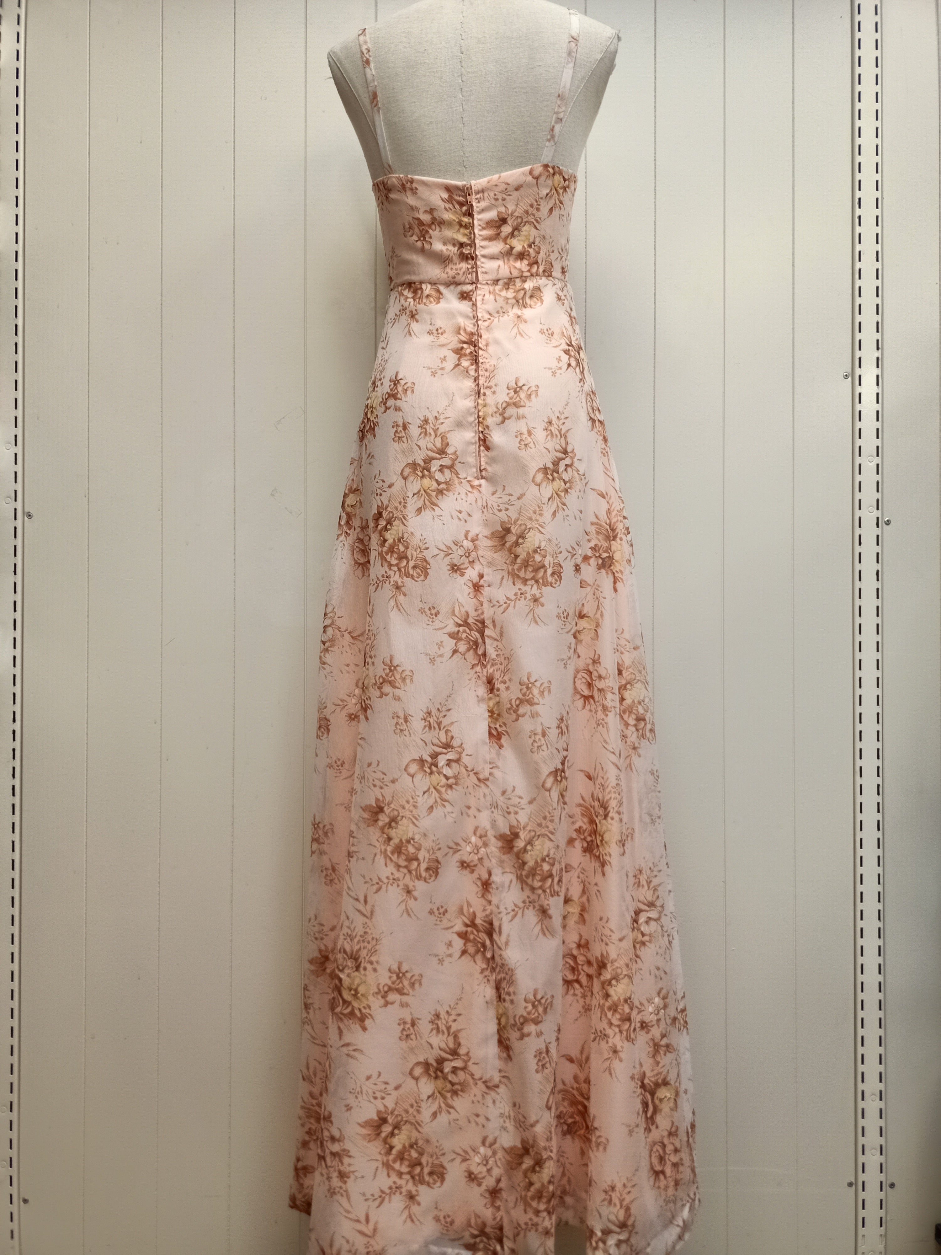 Vintage Floral Peach Maxi Dress
