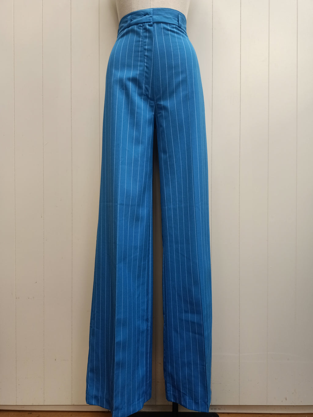 Vintage Blue Pinstriped Wide Leg Pants