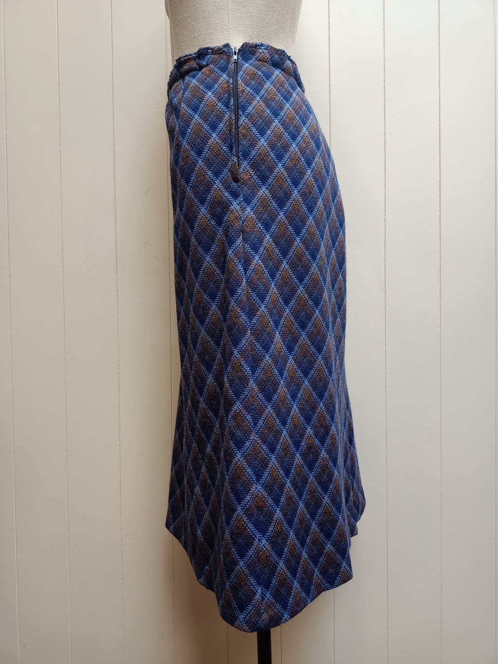 Vintage Diagonal Plaid Skirt