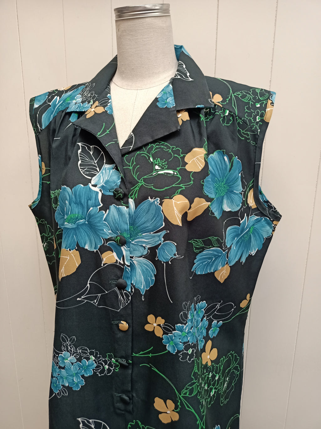 Vintage Lady Lichfield Green Floral Shirt