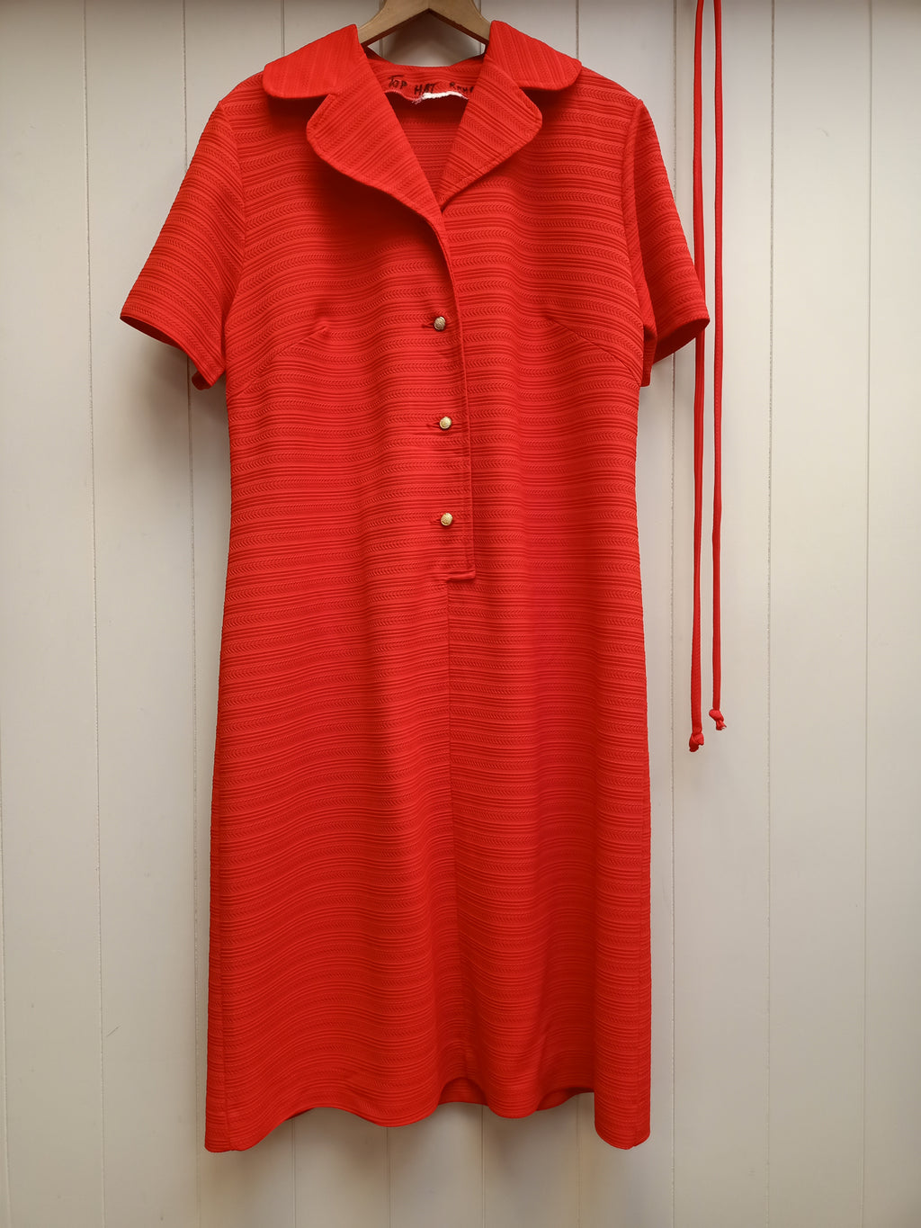 Vintage Patterned Stripe Red Dress