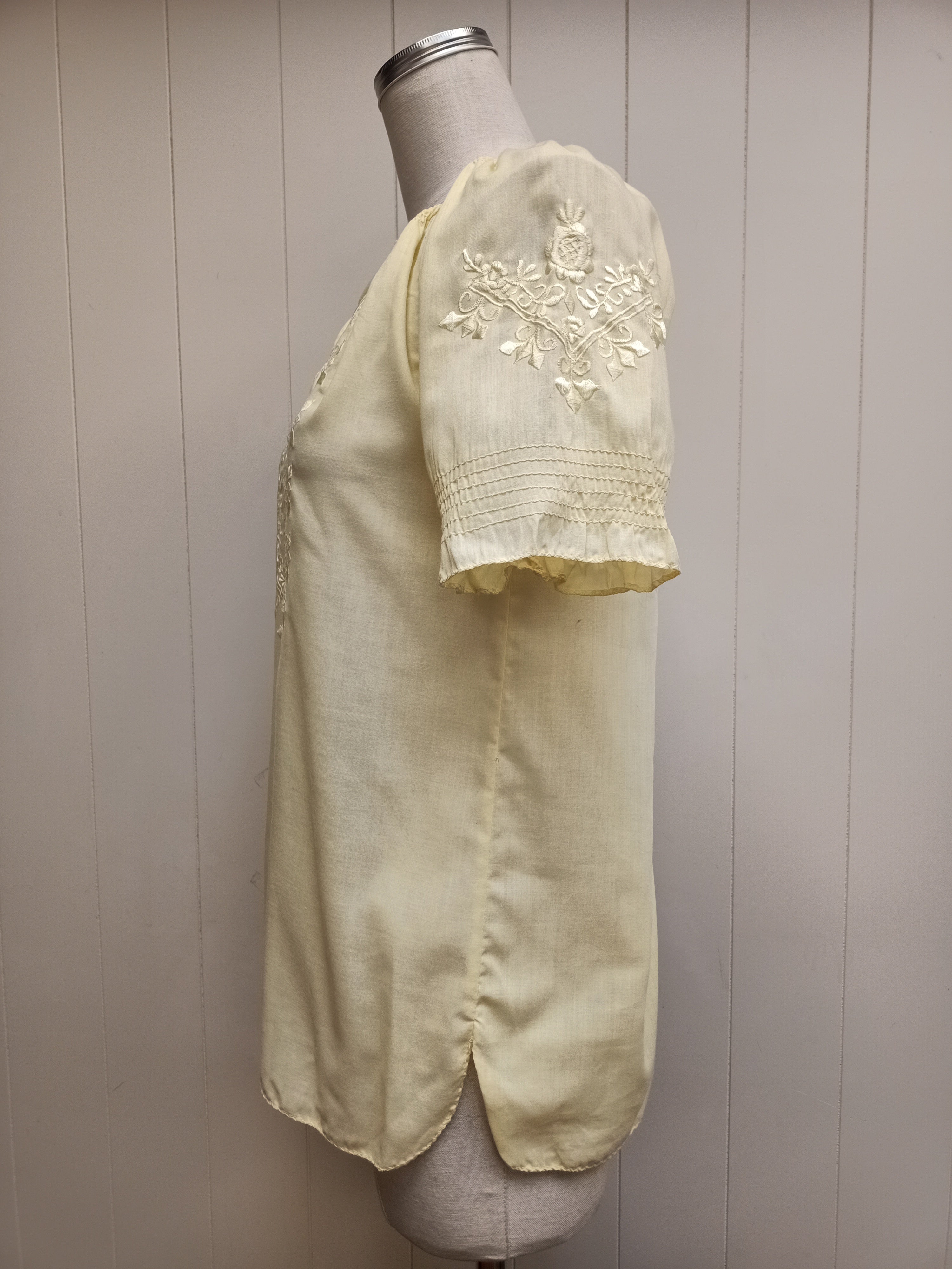 Vintage Yellow Embroidered Peasant Shirt