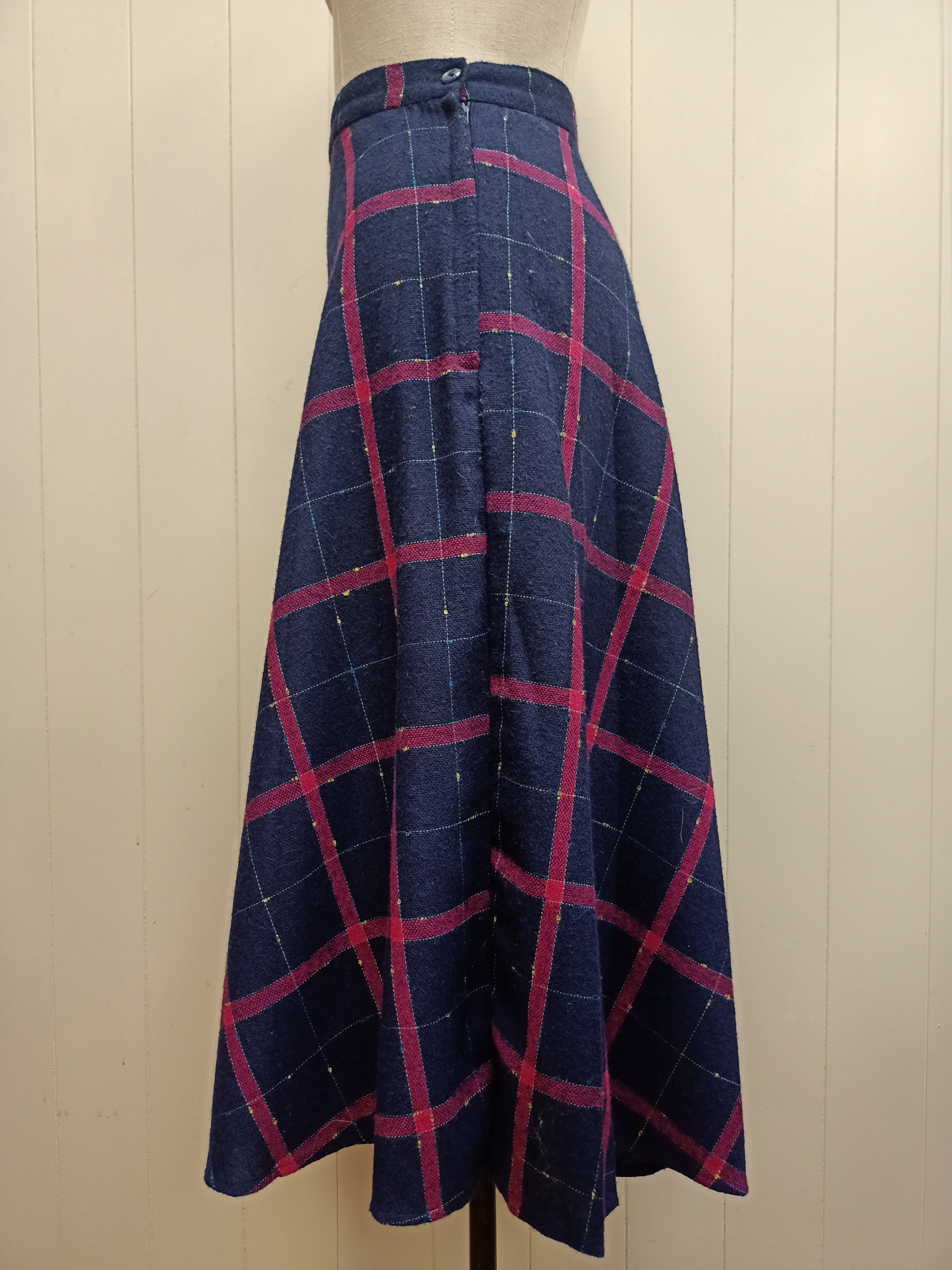 Vintage Equals Navy & Pink Plaid Skirt