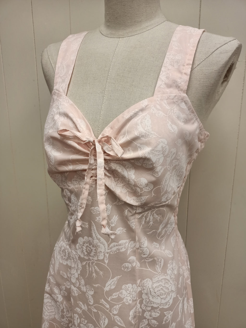 Vintage Pastel Pink Printed Dress