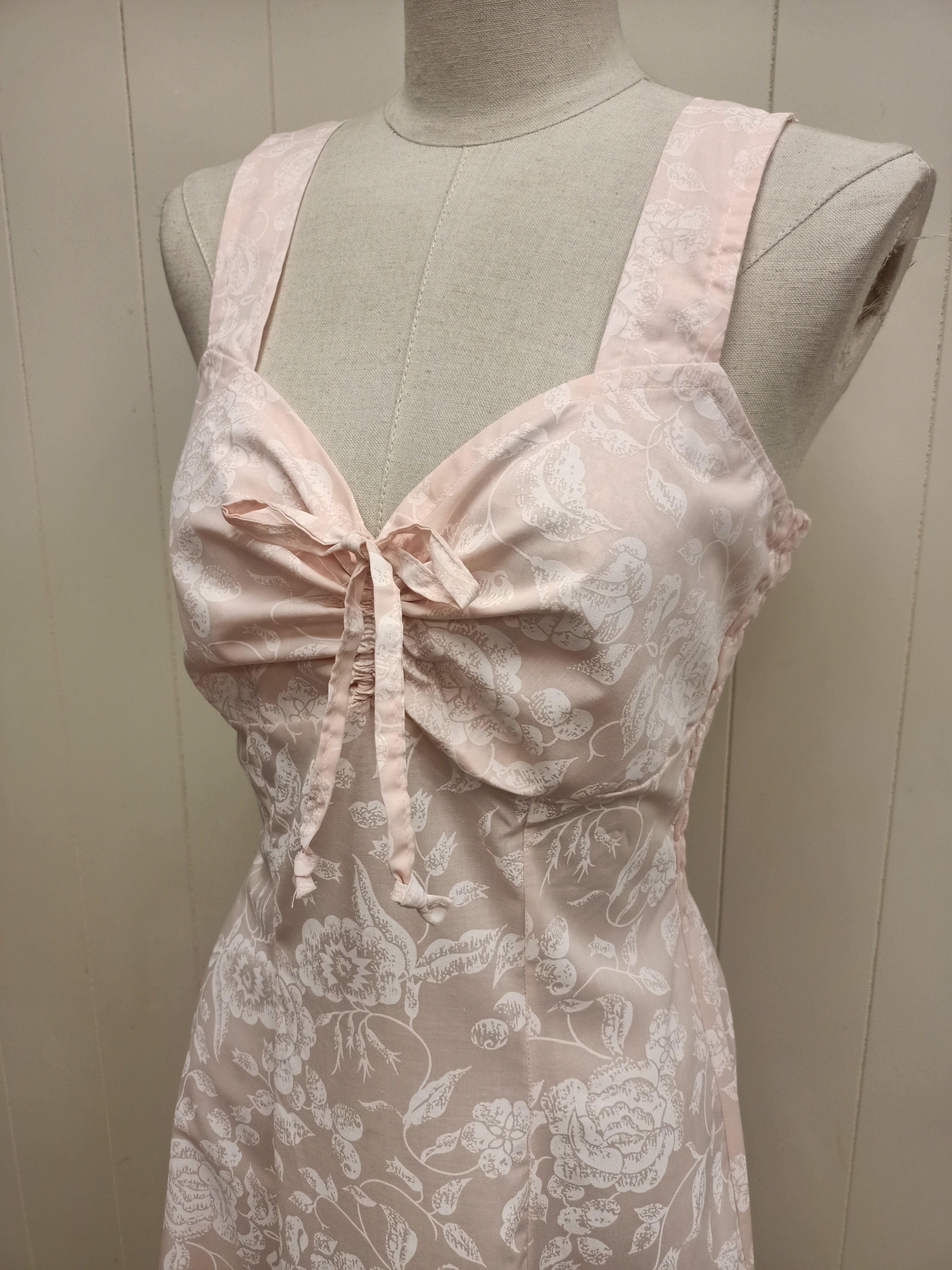 Vintage Pastel Pink Printed Dress