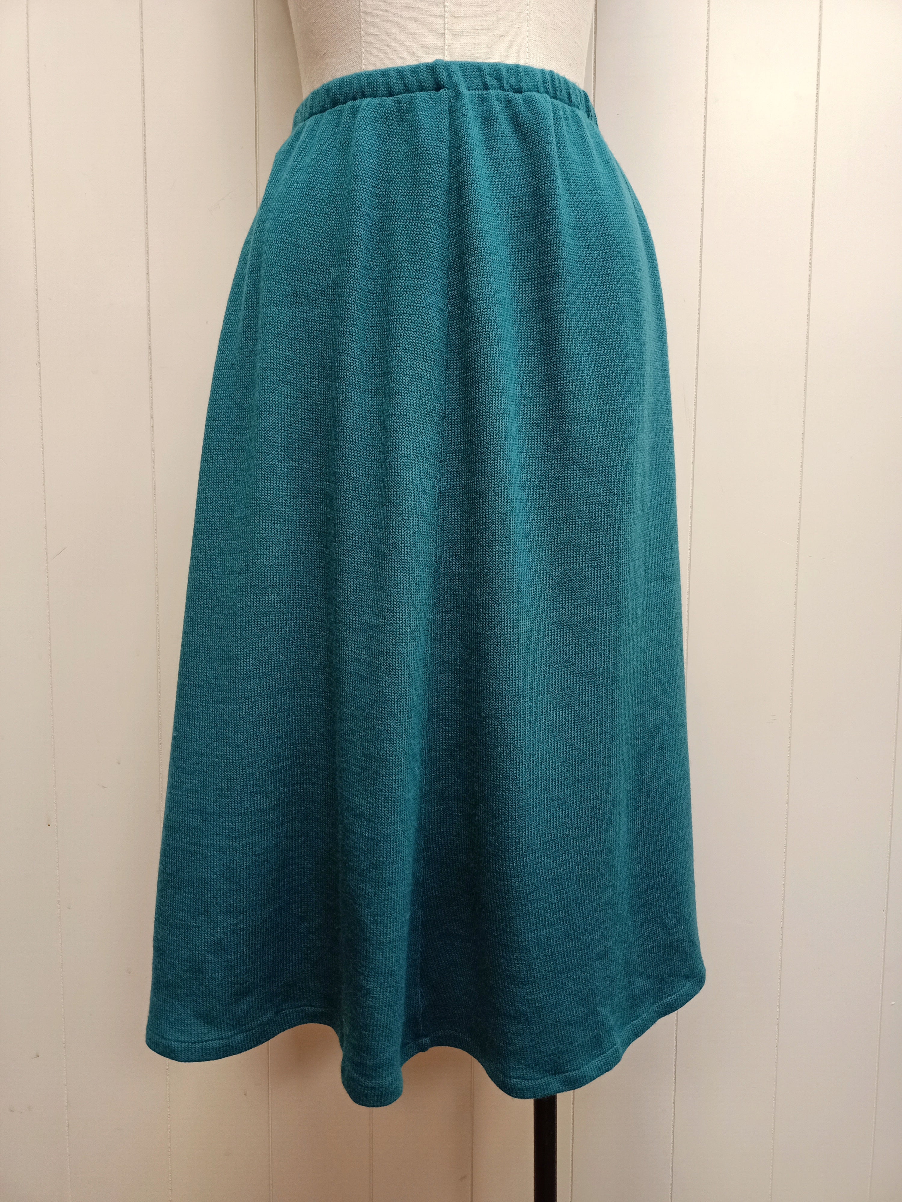 Vintage Teal Jersey Knit Skirt