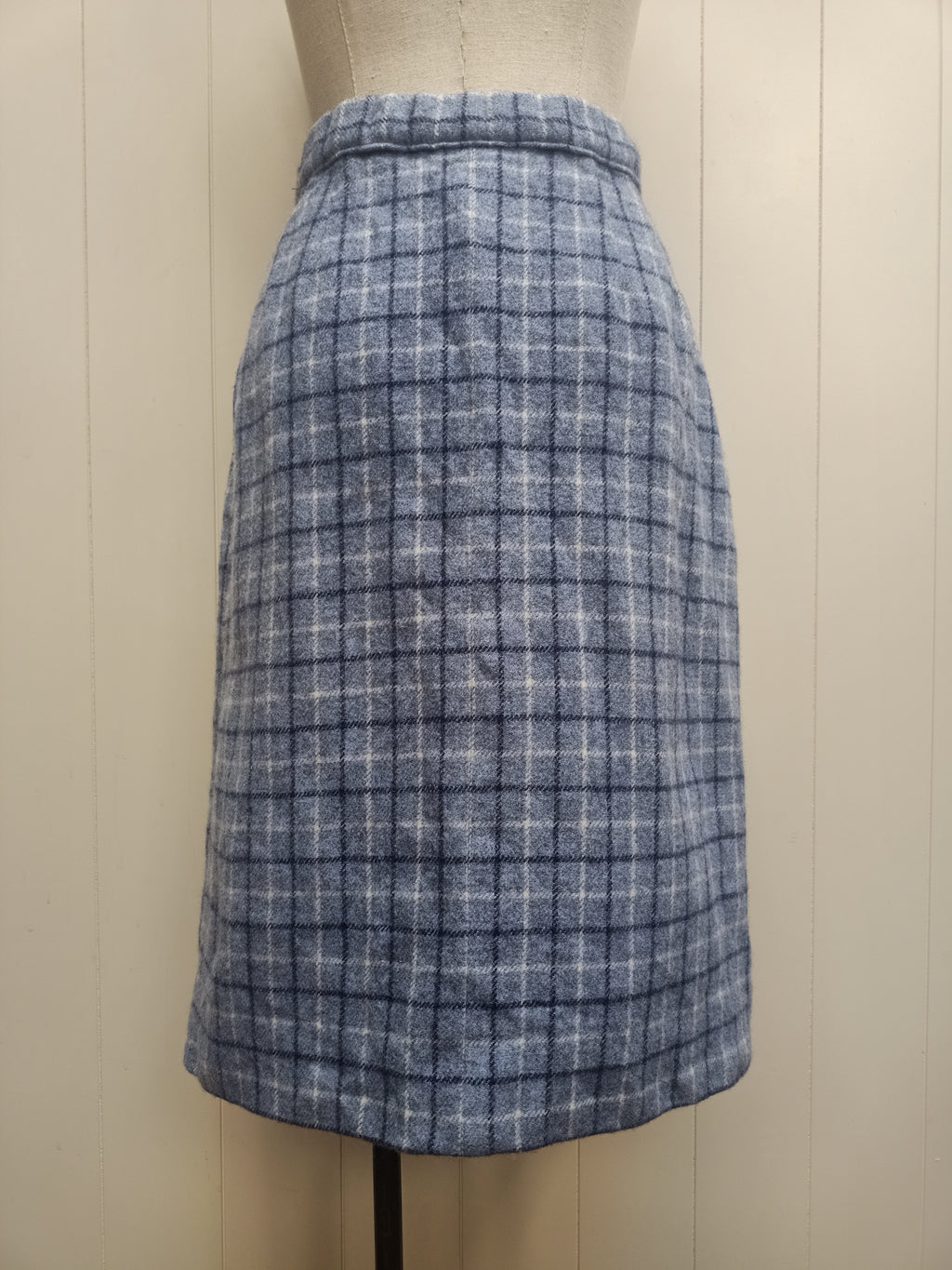 Vintage Pale Blue Plaid Skirt