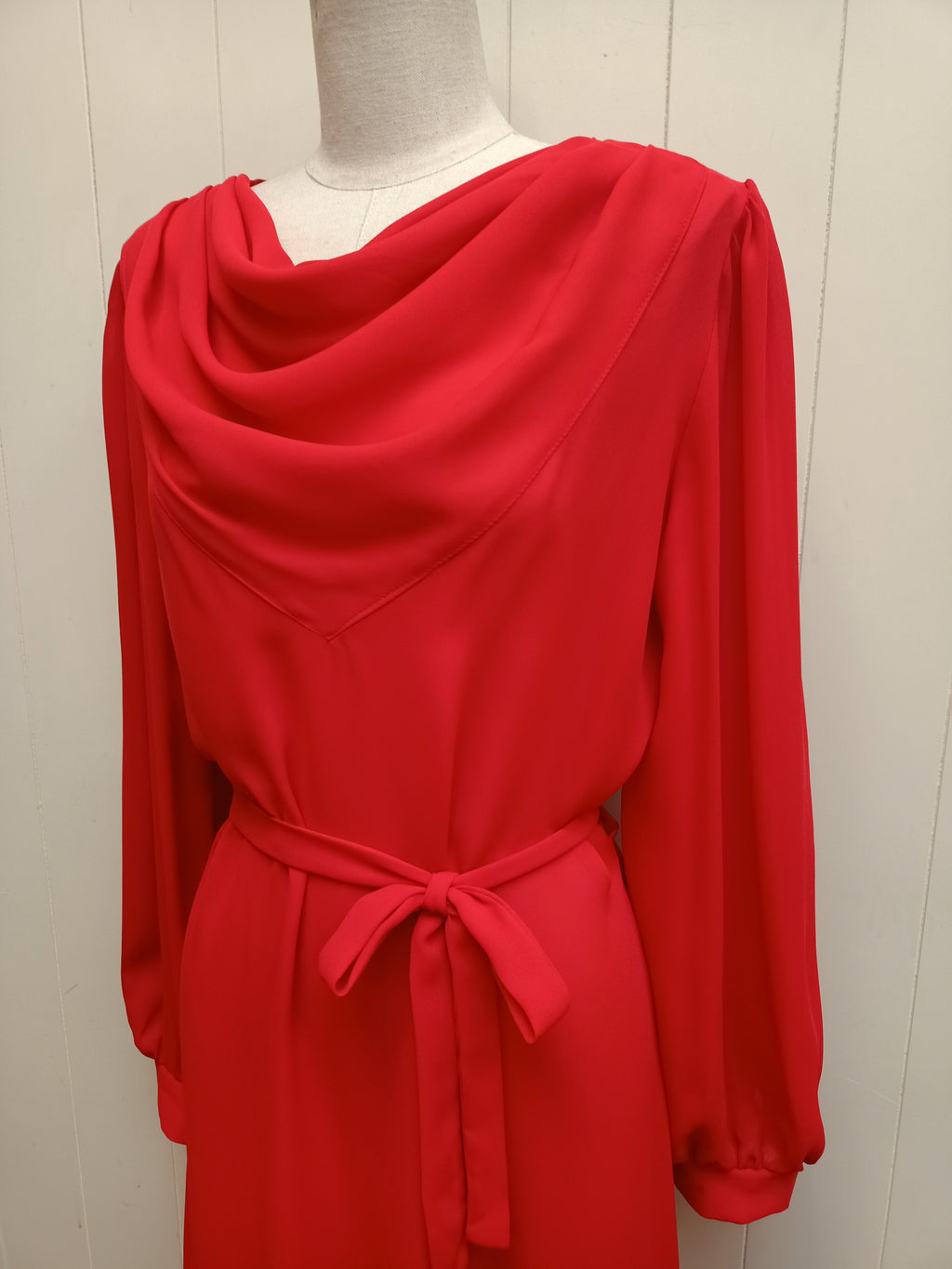 Vintage Miss Jennie Cowl Neck Chiffon Dress