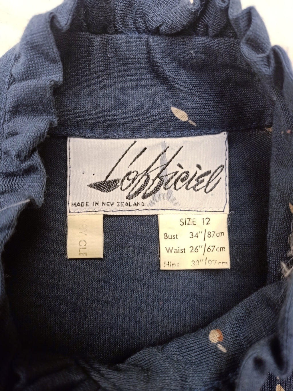Vintage L'Officiel Leaf Navy Dress