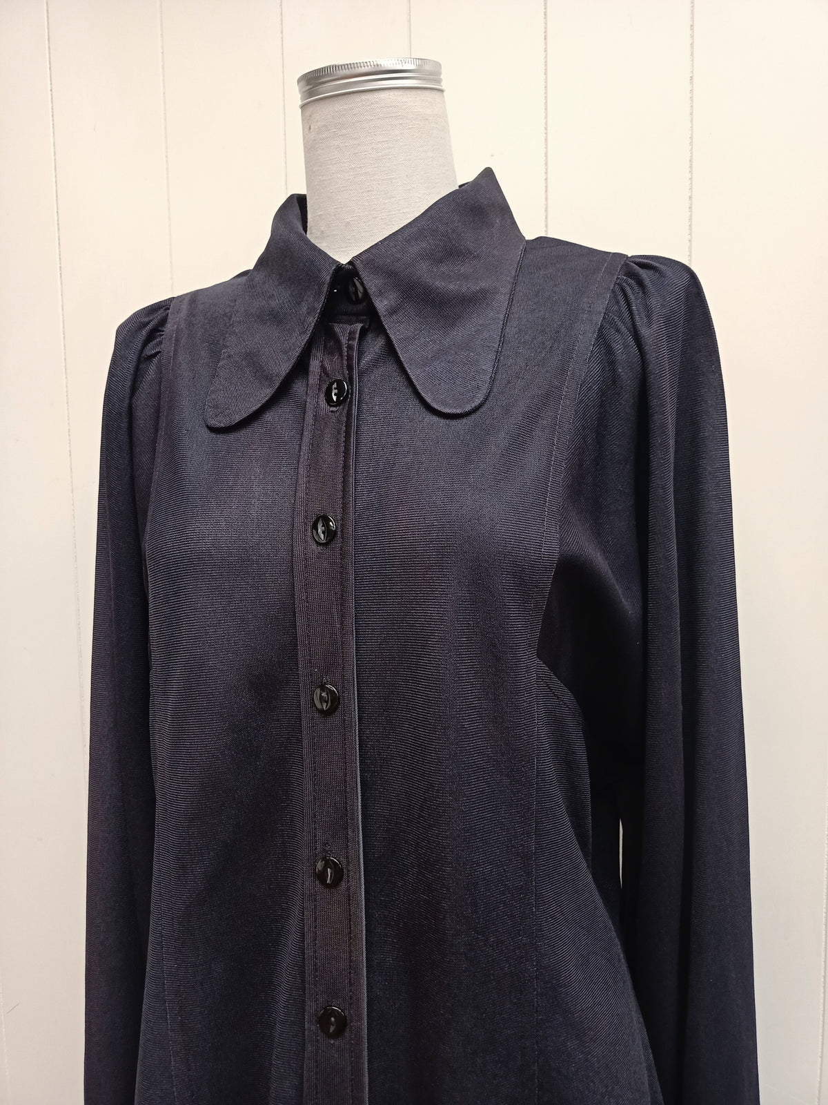 Vintage Black Sheen Button Up Shirt