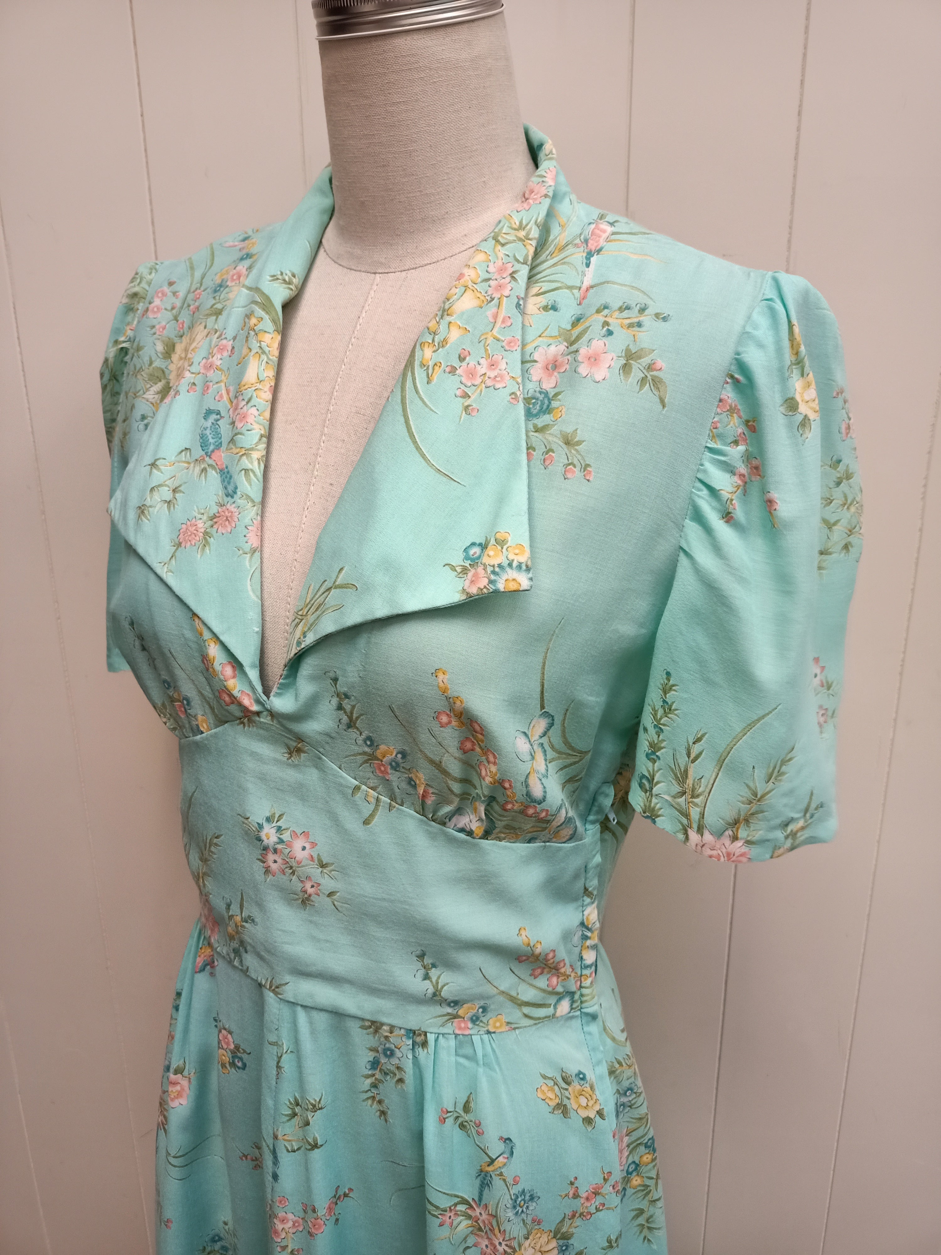 Vintage Mint Floral Dress
