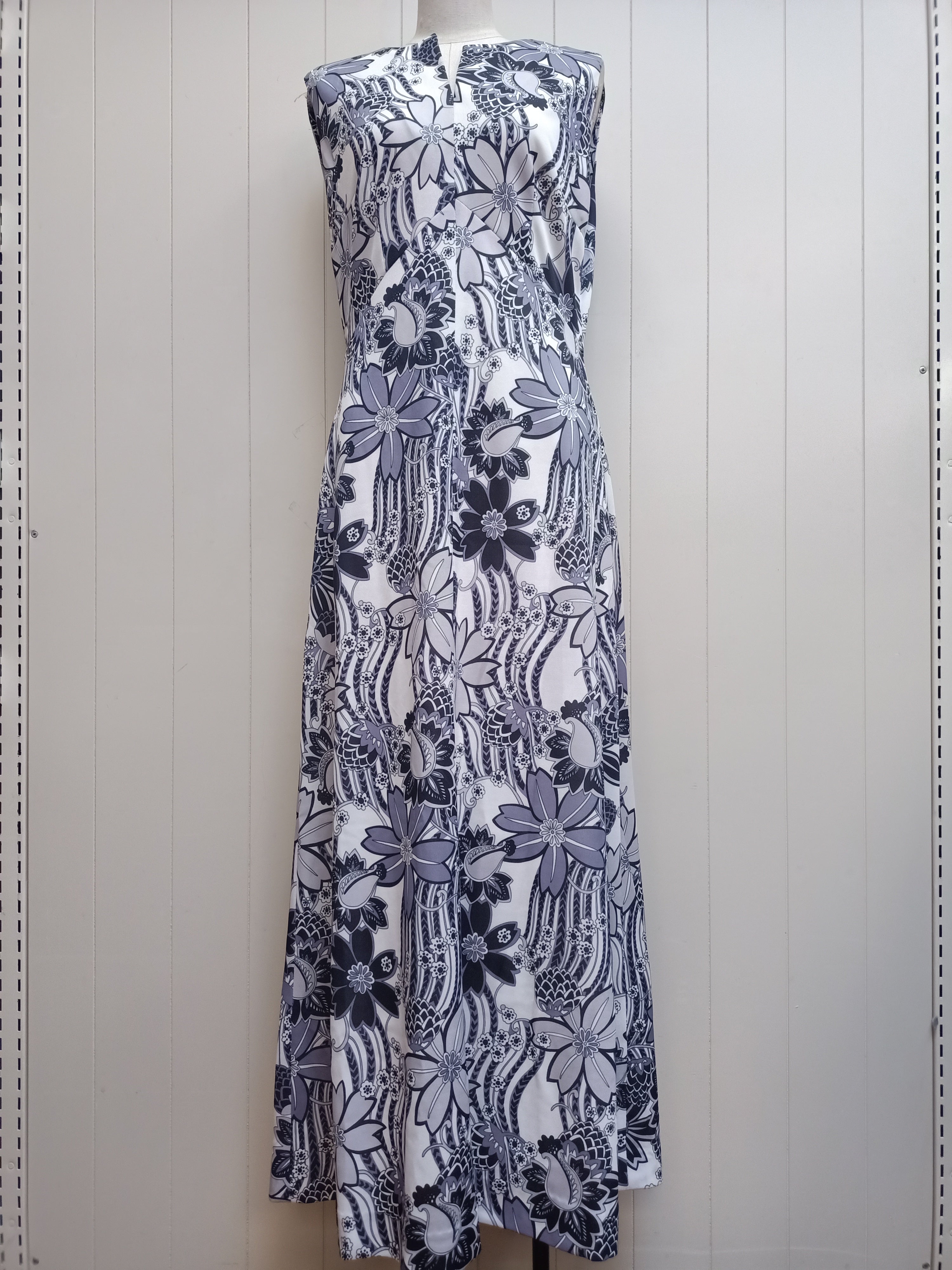 Vintage Monochrome Floral Maxi Dress