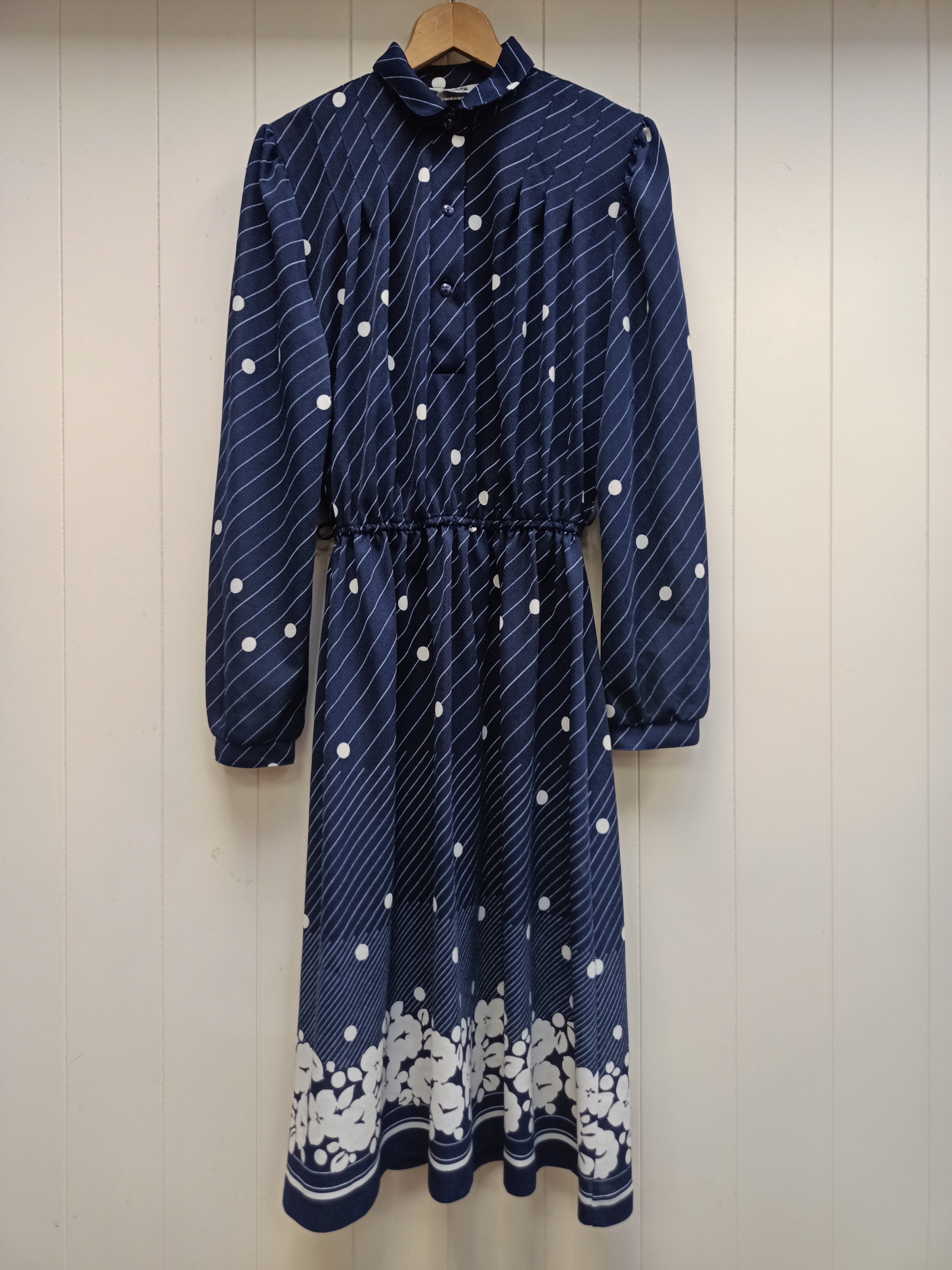 Vintage Level 5 Navy Dot Dress