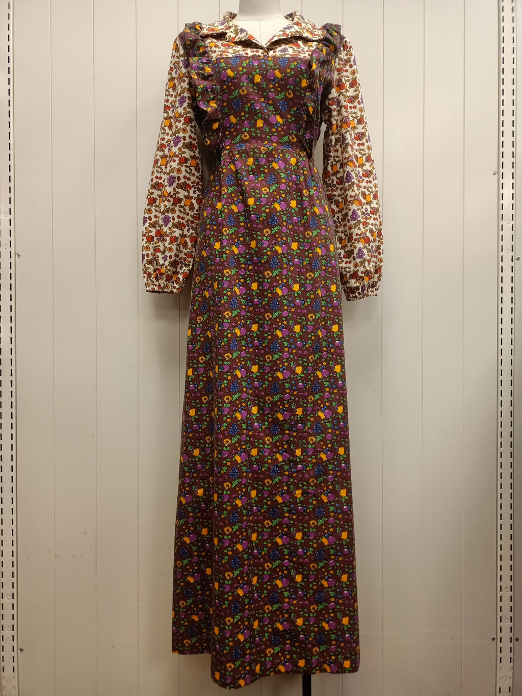 Vintage Fruit Pinafore Maxi Dress