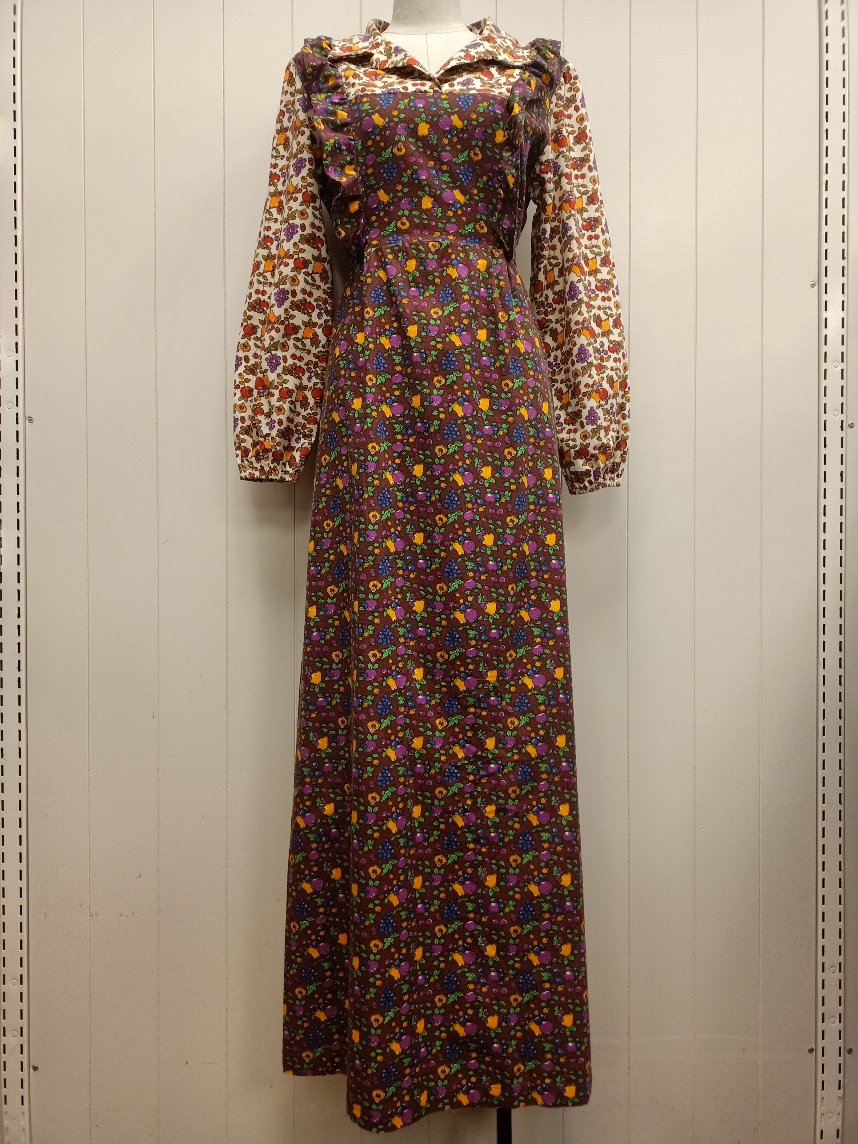 Vintage Fruit Pinafore Maxi Dress