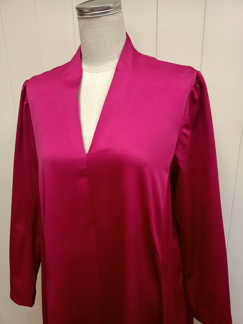 Vintage Magenta Satin Tent Maxi Dress