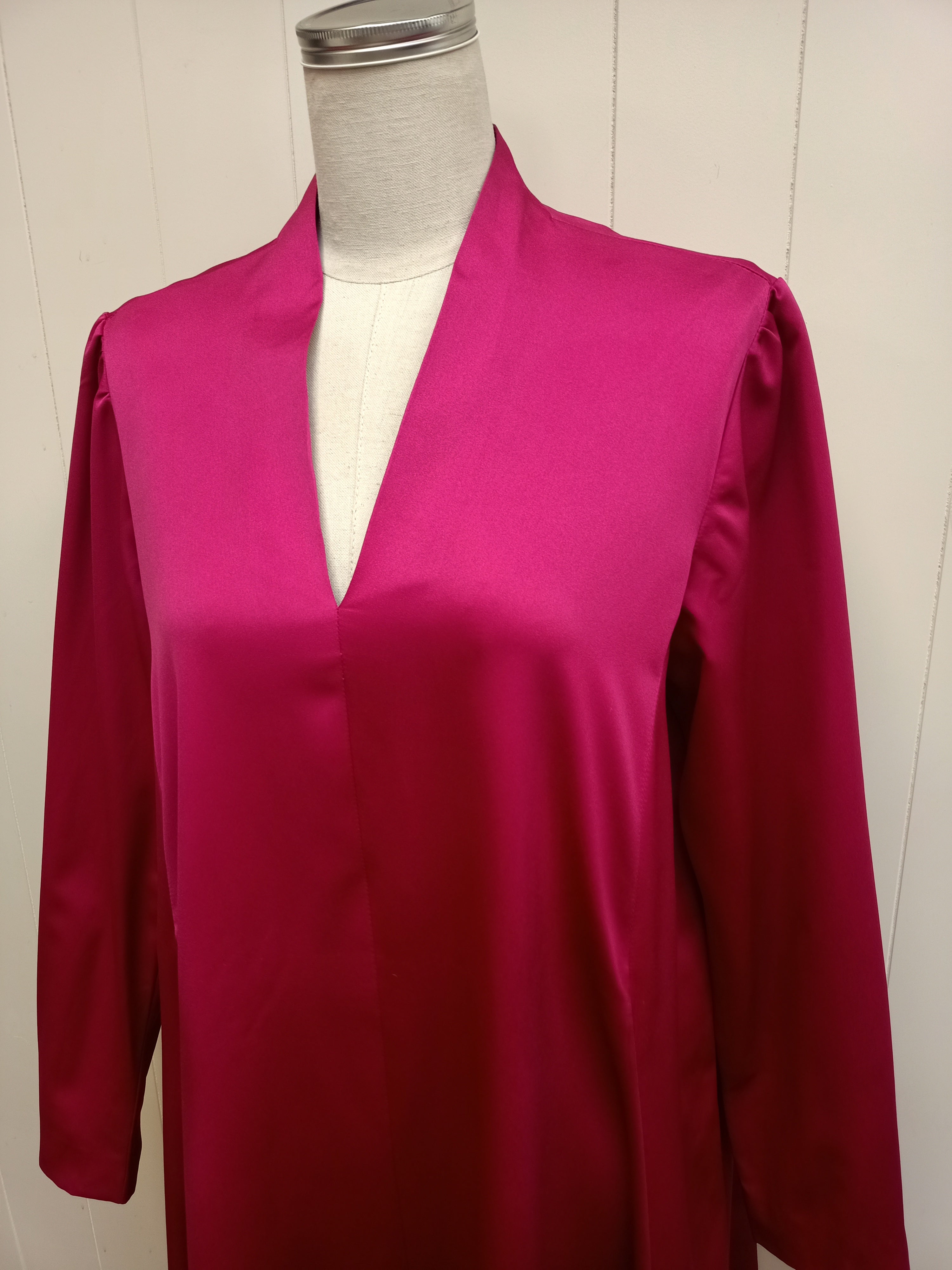 Vintage Magenta Satin Tent Maxi Dress