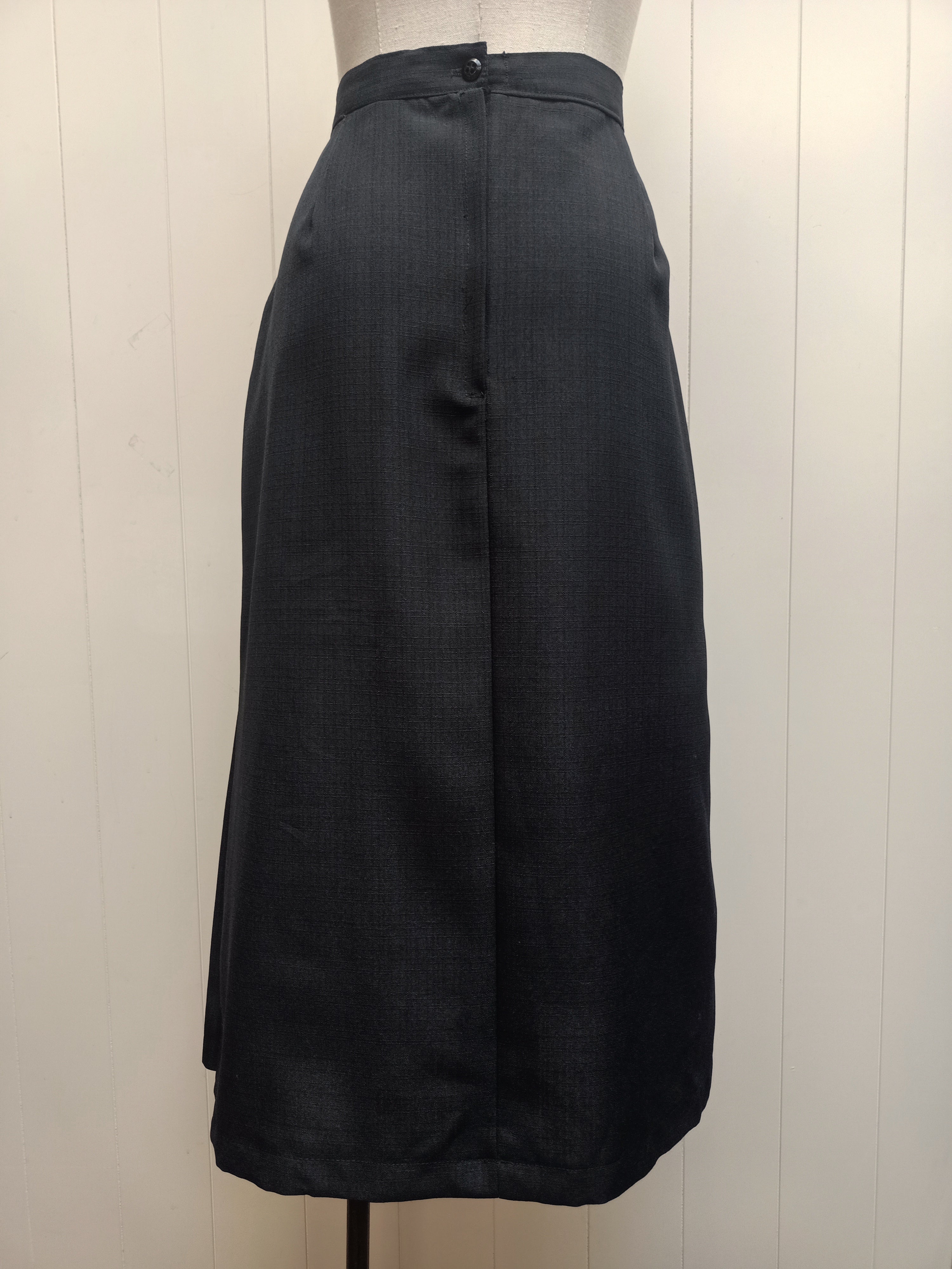 Vintage Black Pencil Side Pleat Skirt