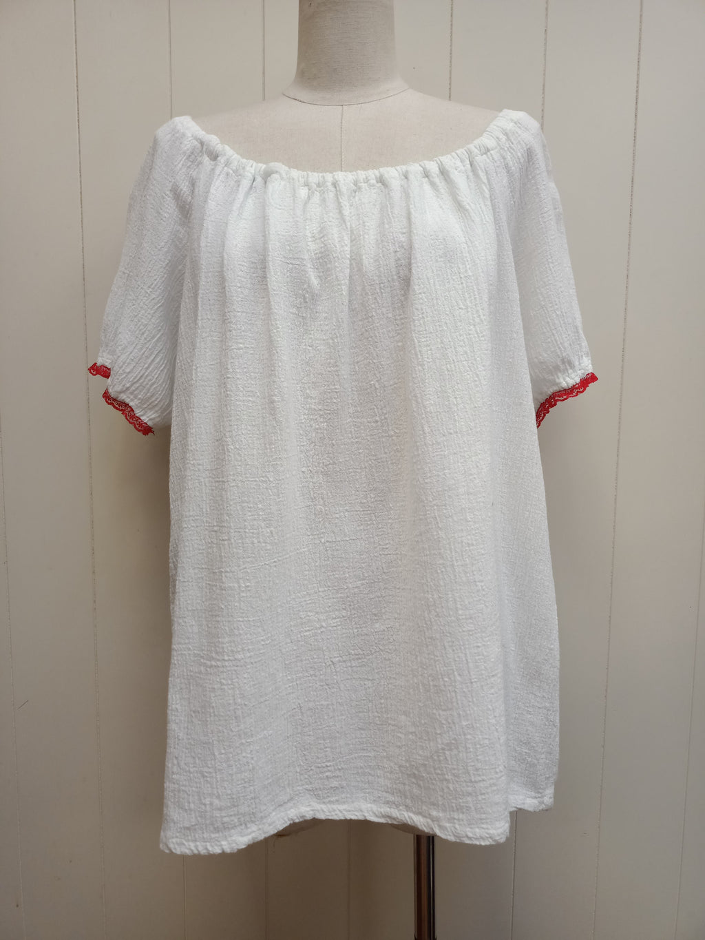 Vintage Red Trim Peasant Shirt