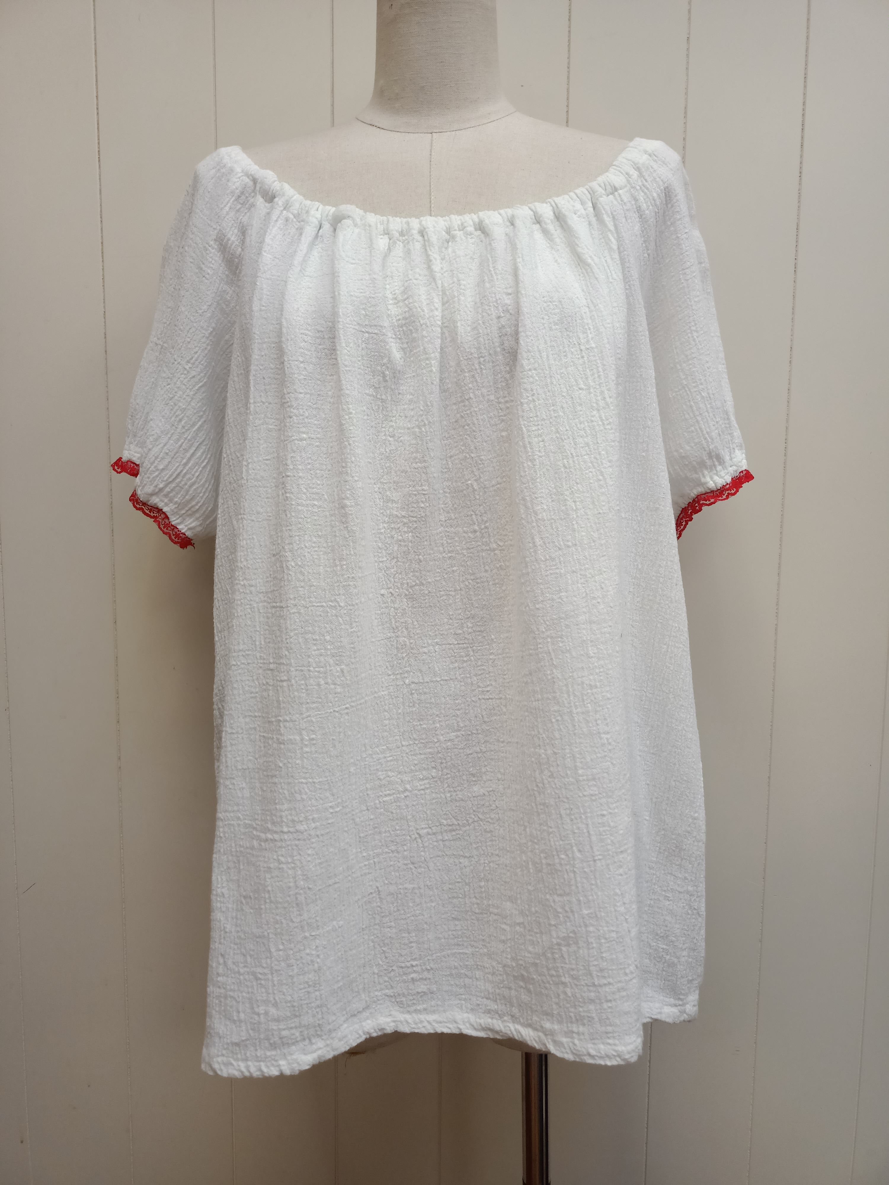 Vintage Red Trim Peasant Shirt