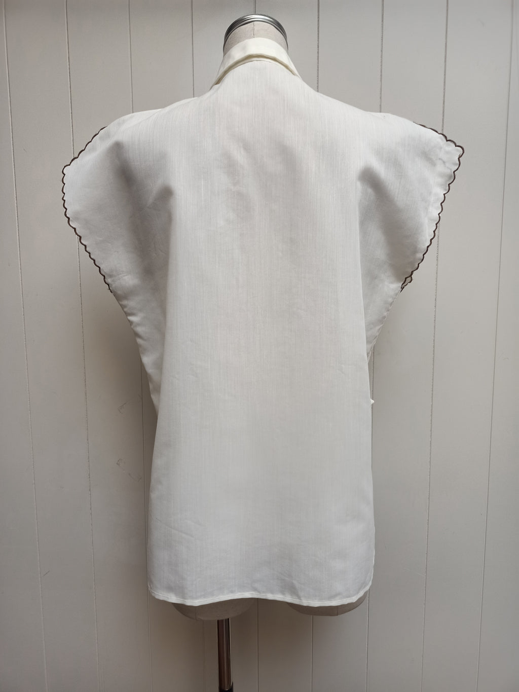 Vintage Cream with Brown Embroidered Shirt