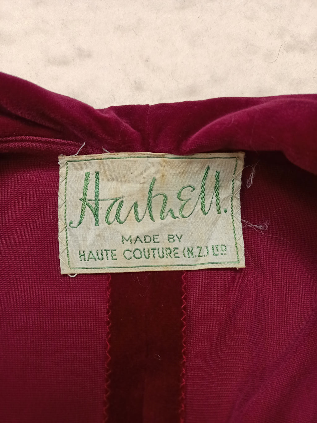 Vintage Hartnell Burgundy Velvet Dress