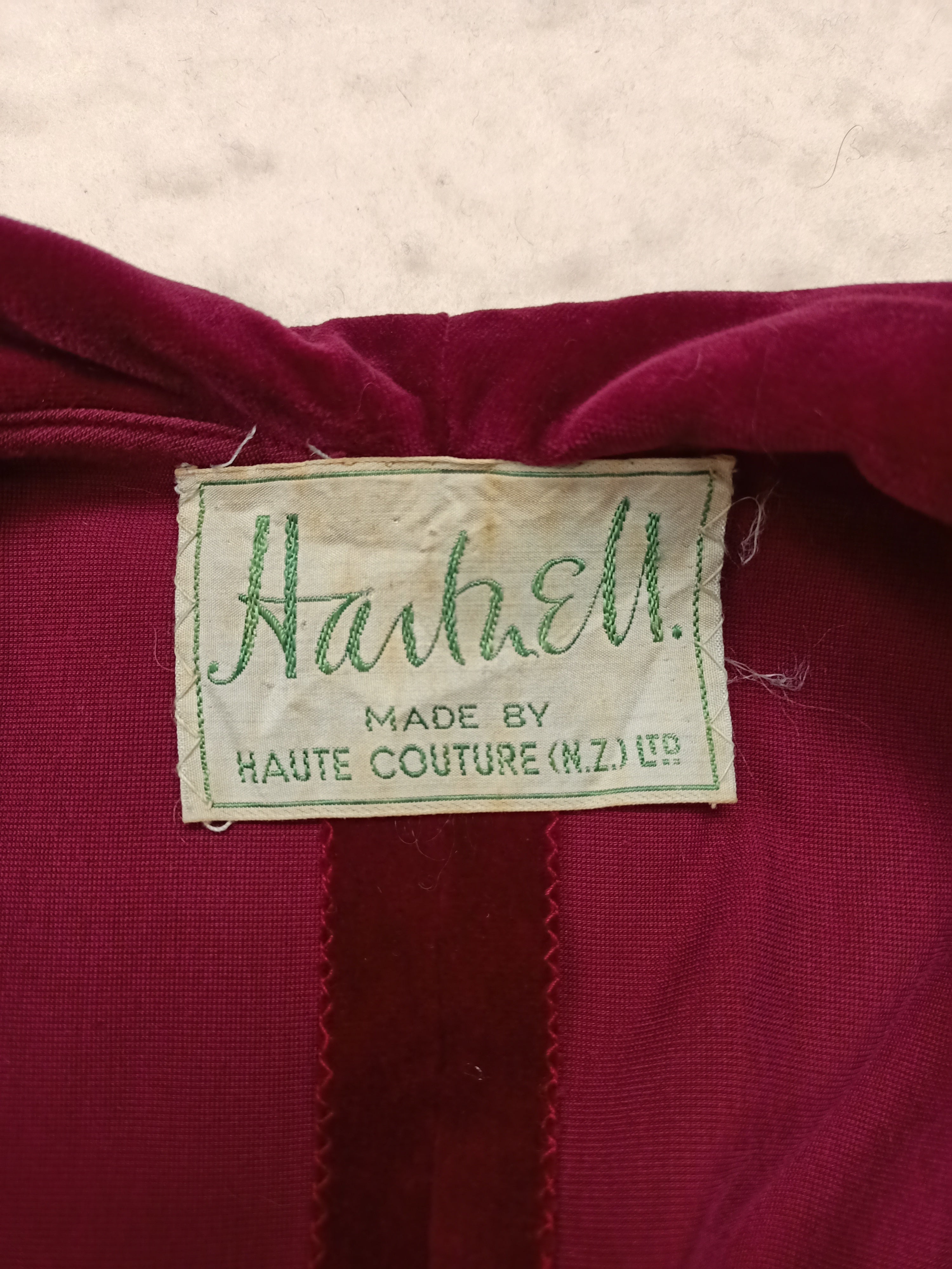 Vintage Hartnell Burgundy Velvet Dress
