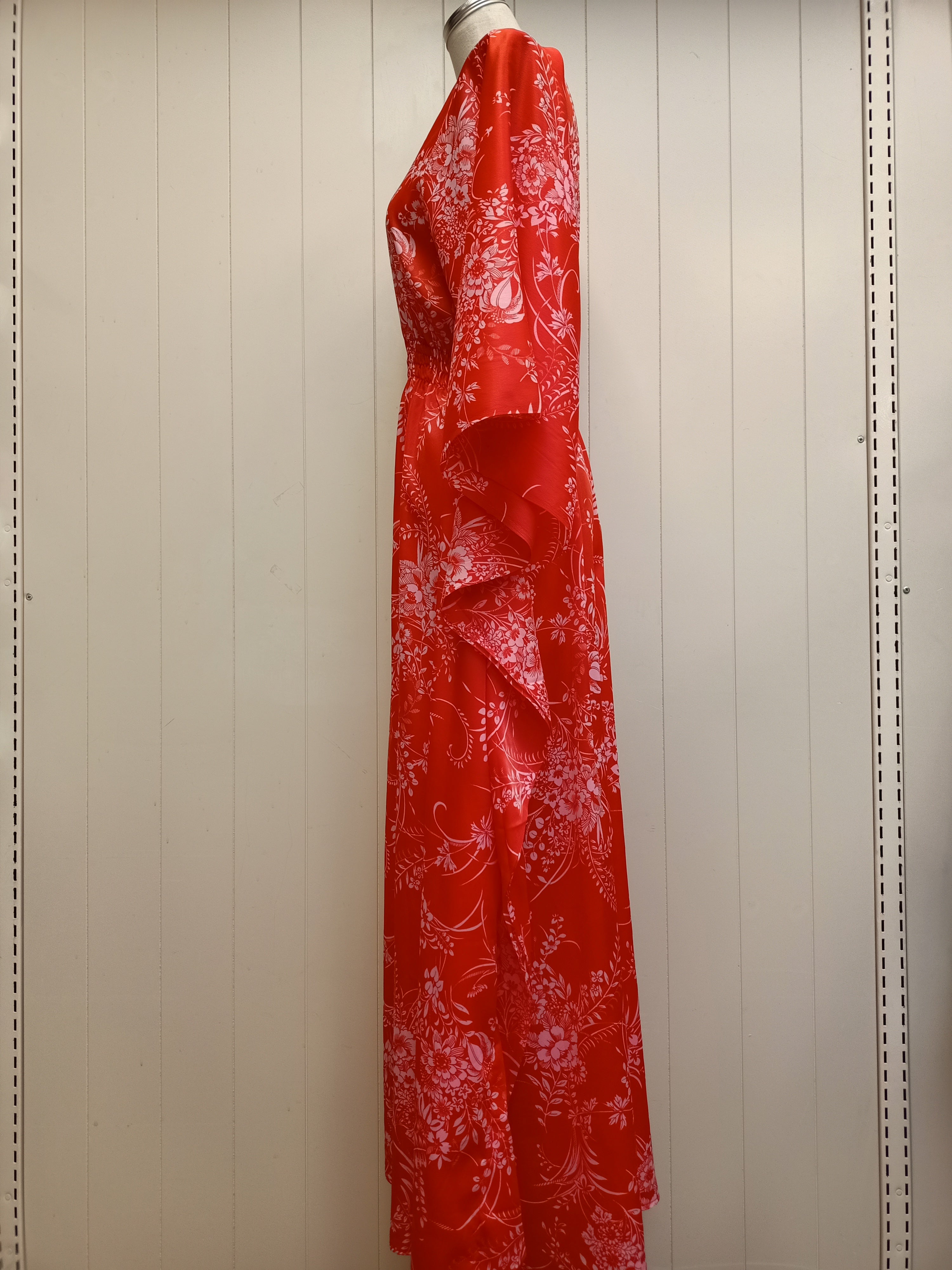 Vintage Orange Floral Caftan Maxi Dress