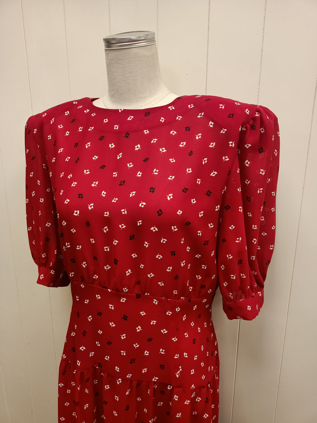 Vintage Leaf Chiffon Dress