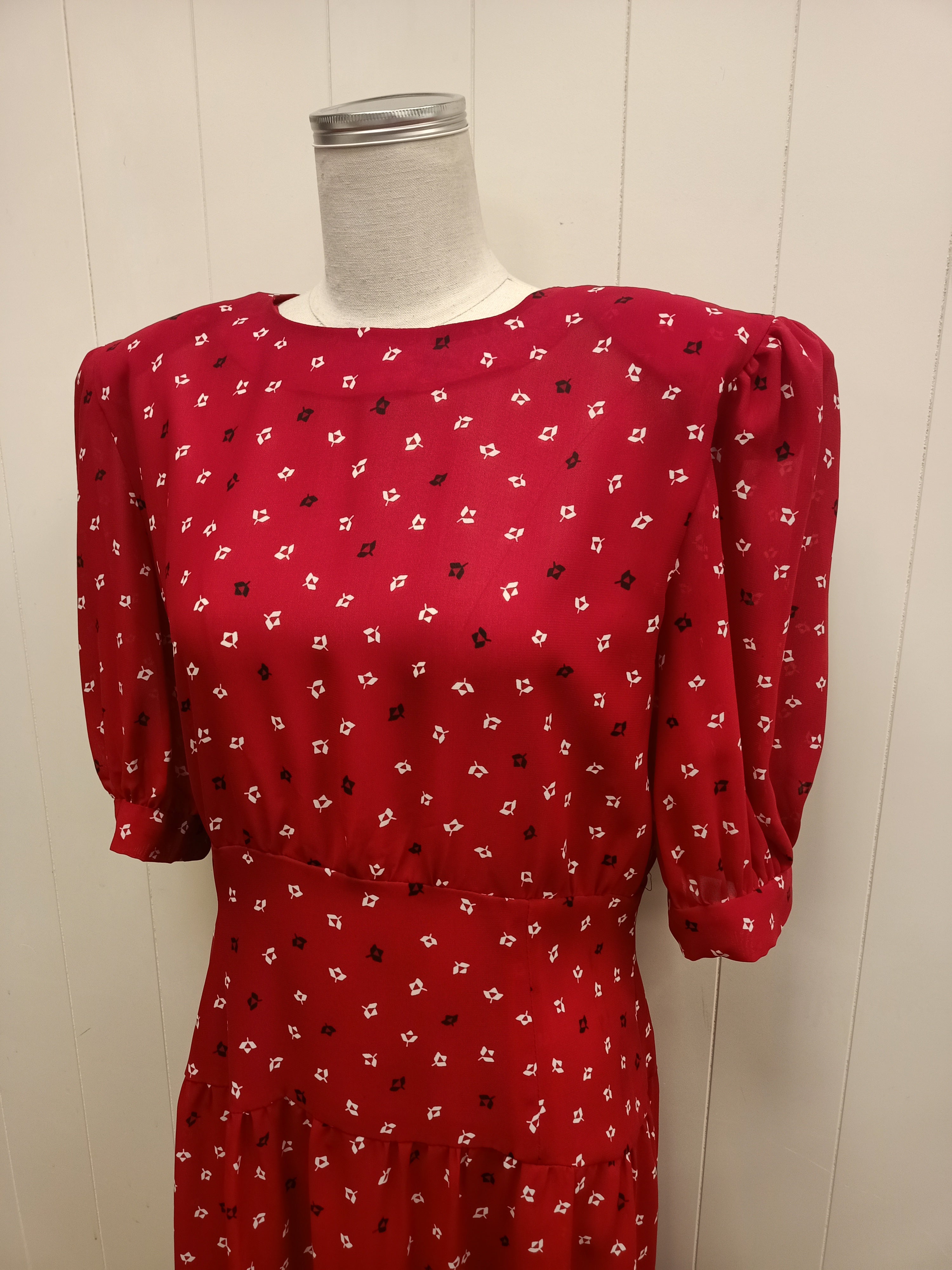 Vintage Leaf Chiffon Dress