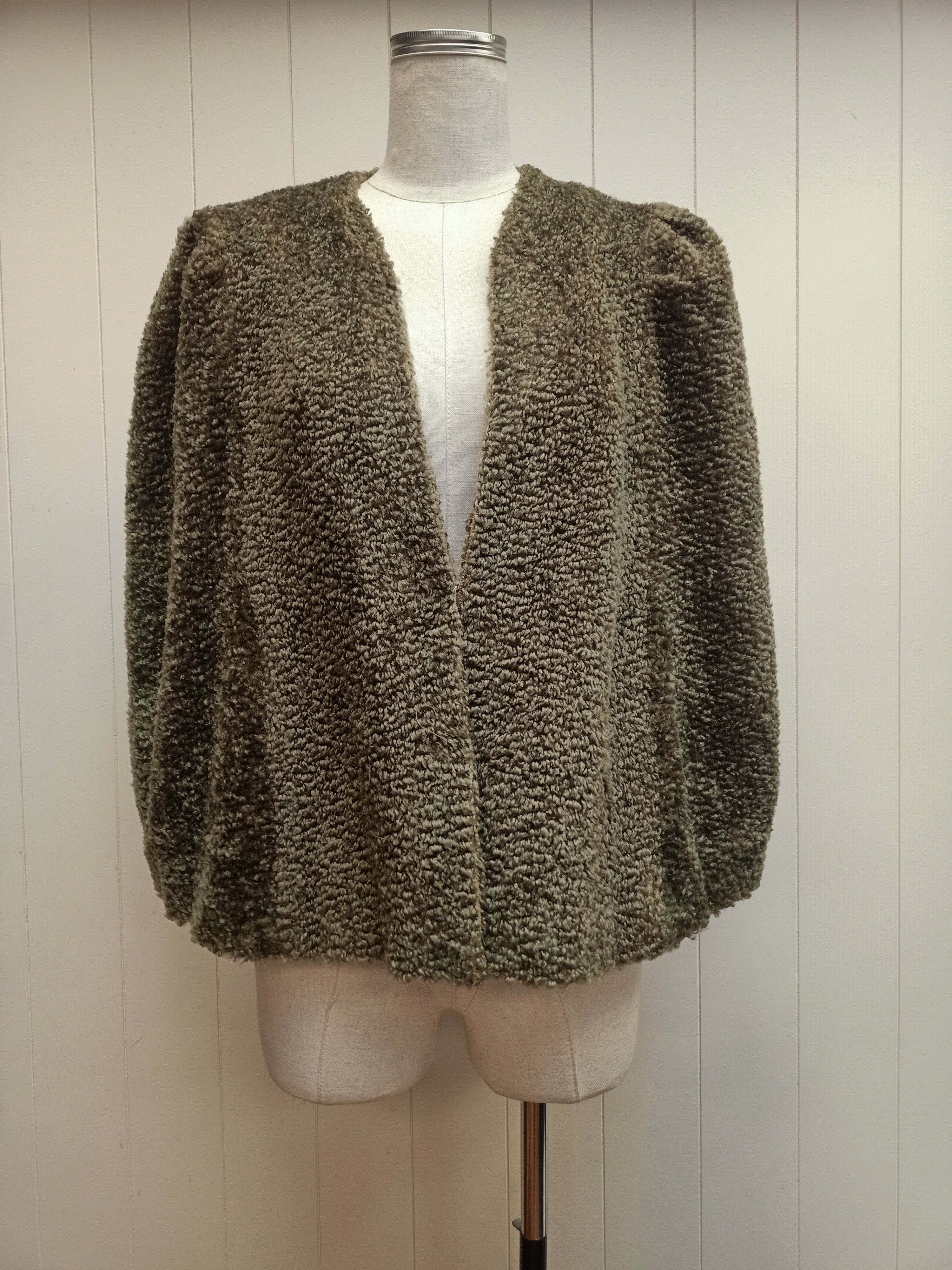 Vintage Sherpa Boucle Green Cape
