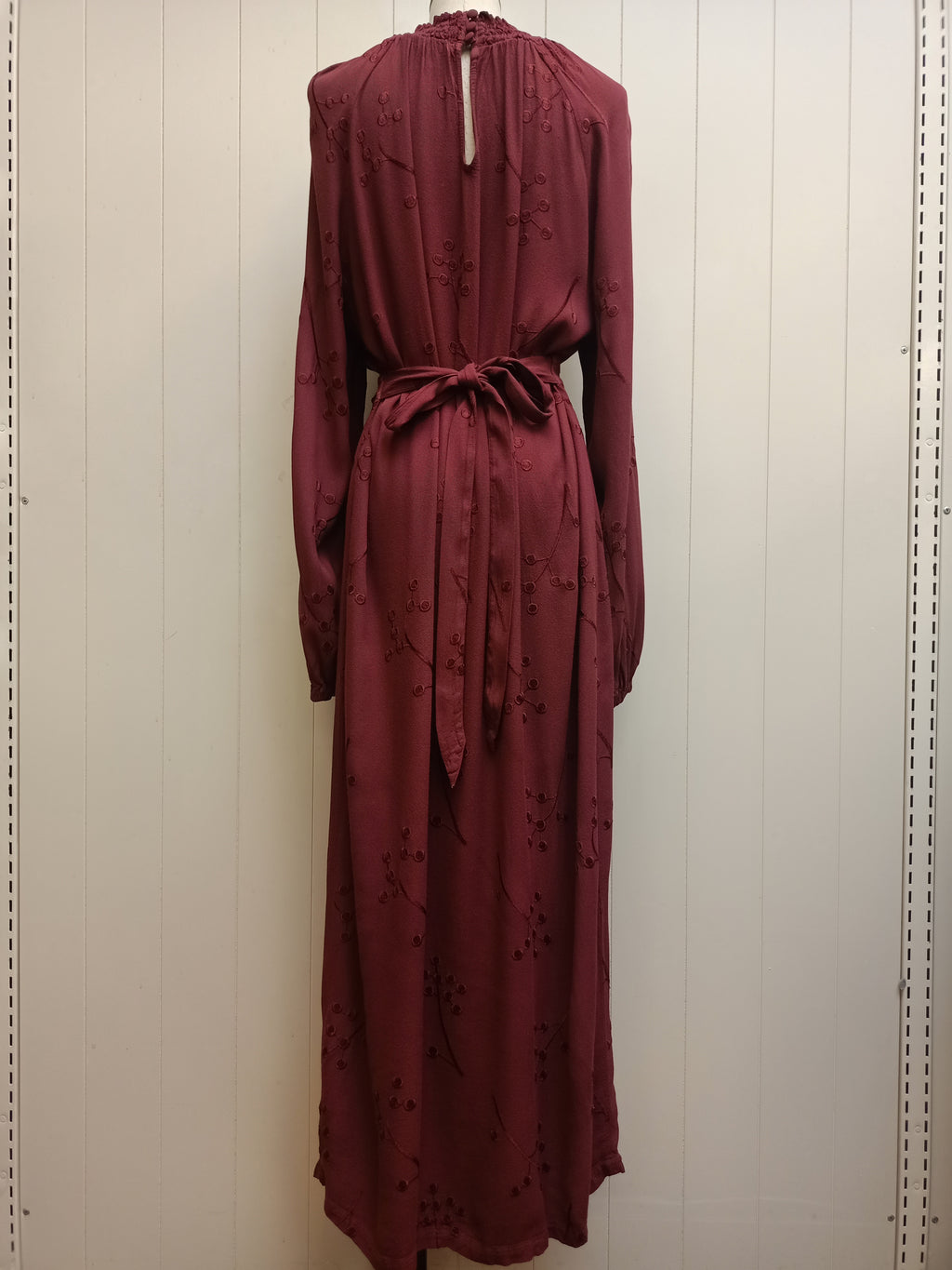 Ghost London Burgundy Embroidered Dress