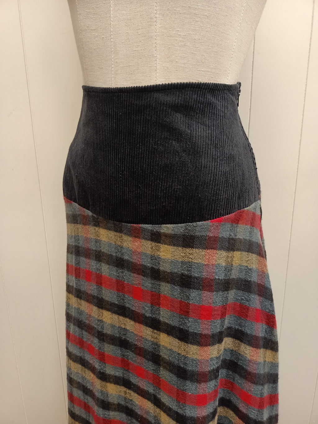 Vintage Drop Waist Plaid Skirt