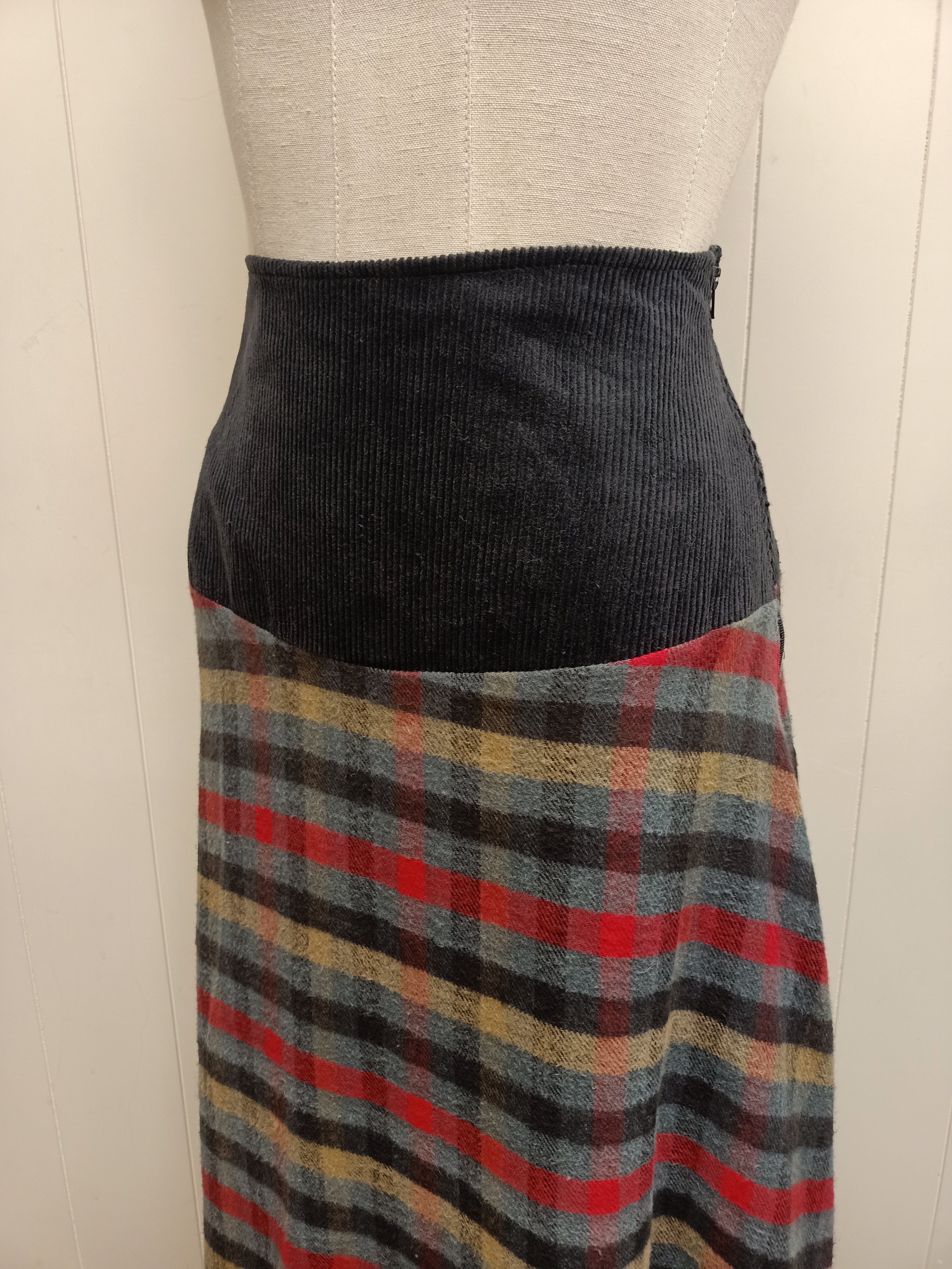 Vintage Drop Waist Plaid Skirt