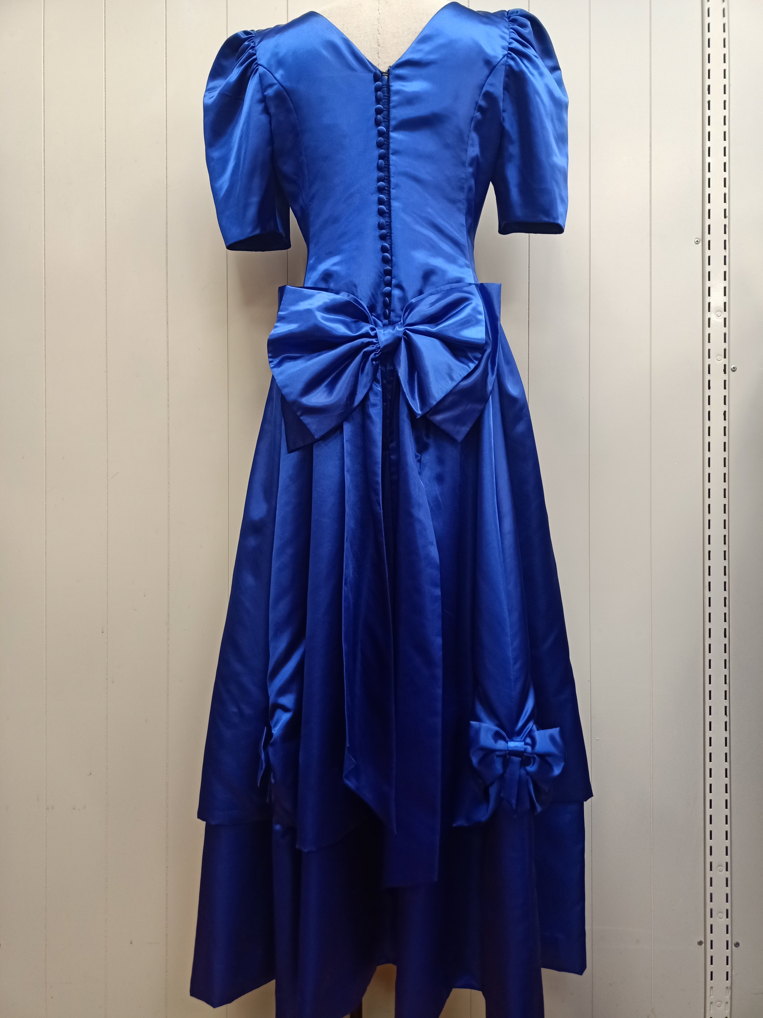 Vintage Blue Satin Puff Dress