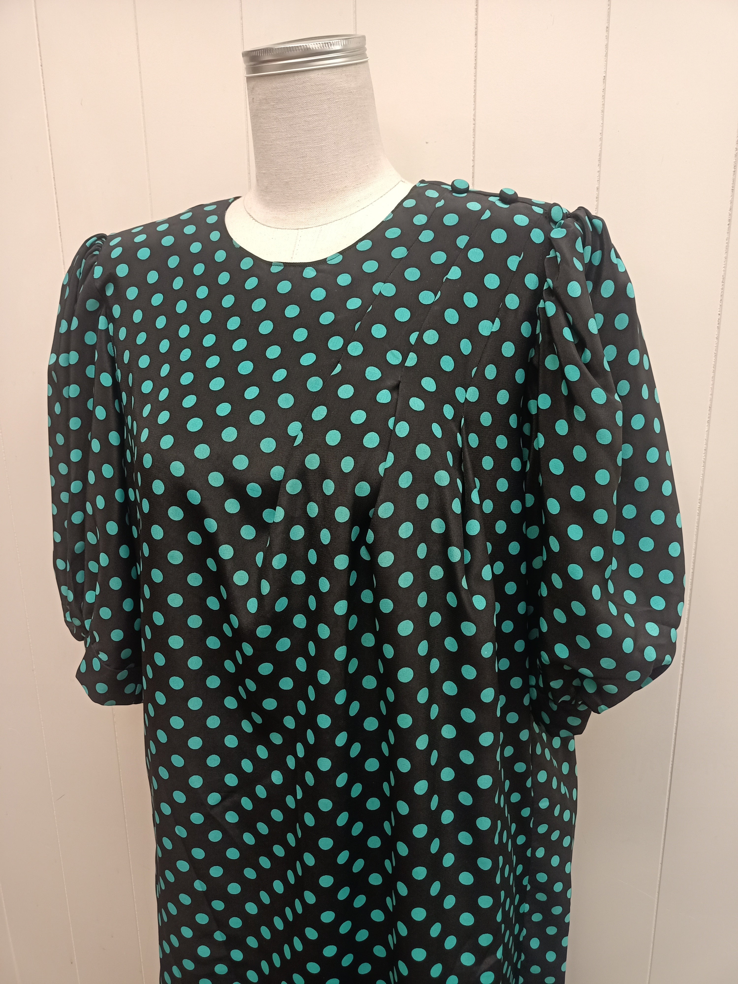 Vintage Teal Polka Dot Dress