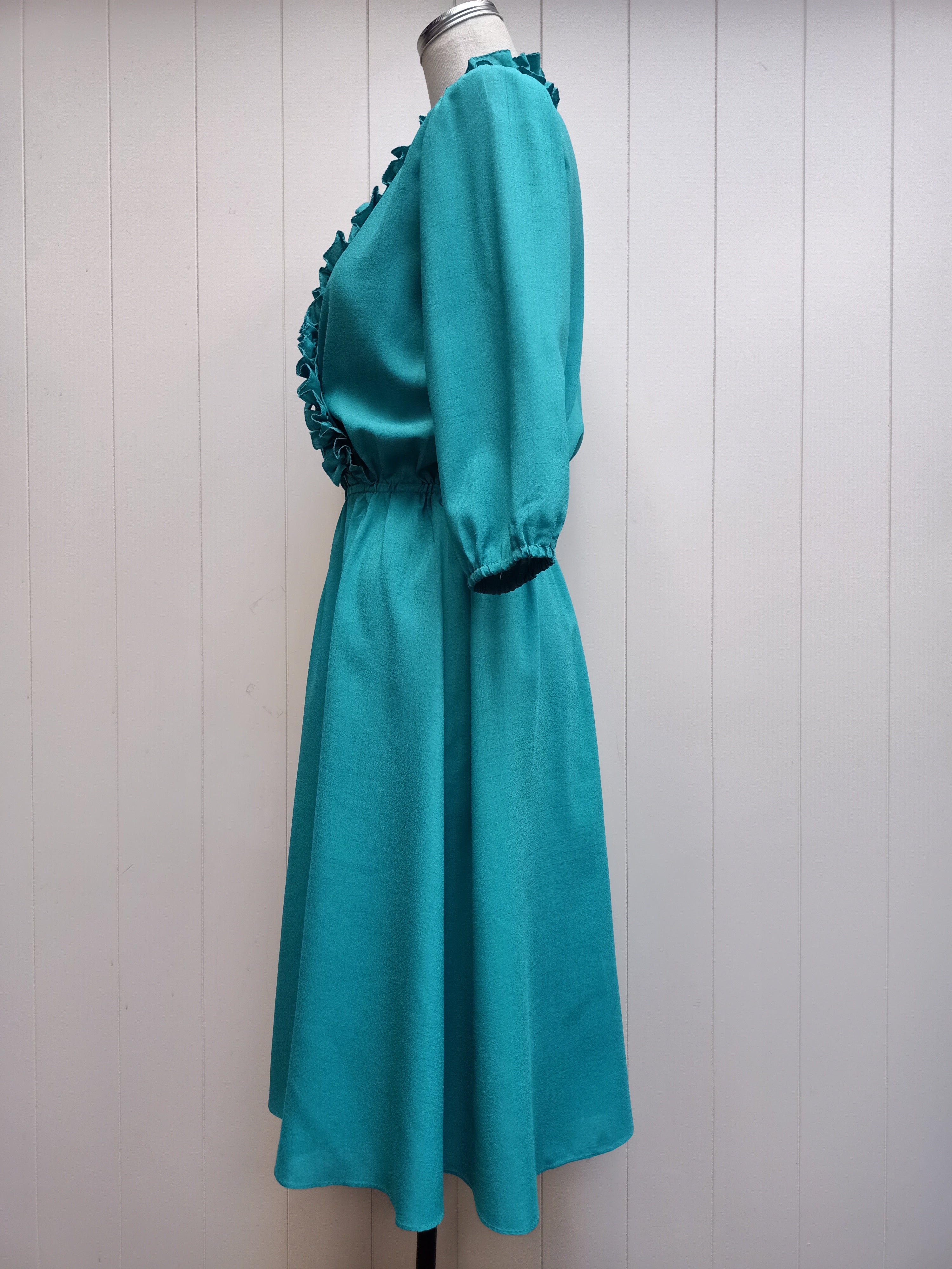 Vintage Ruffle Turquoise Dress