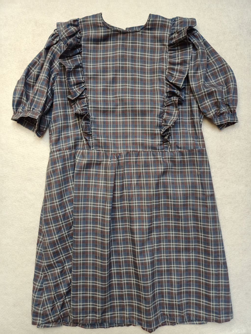Vintage Ruffled Checkered Dress