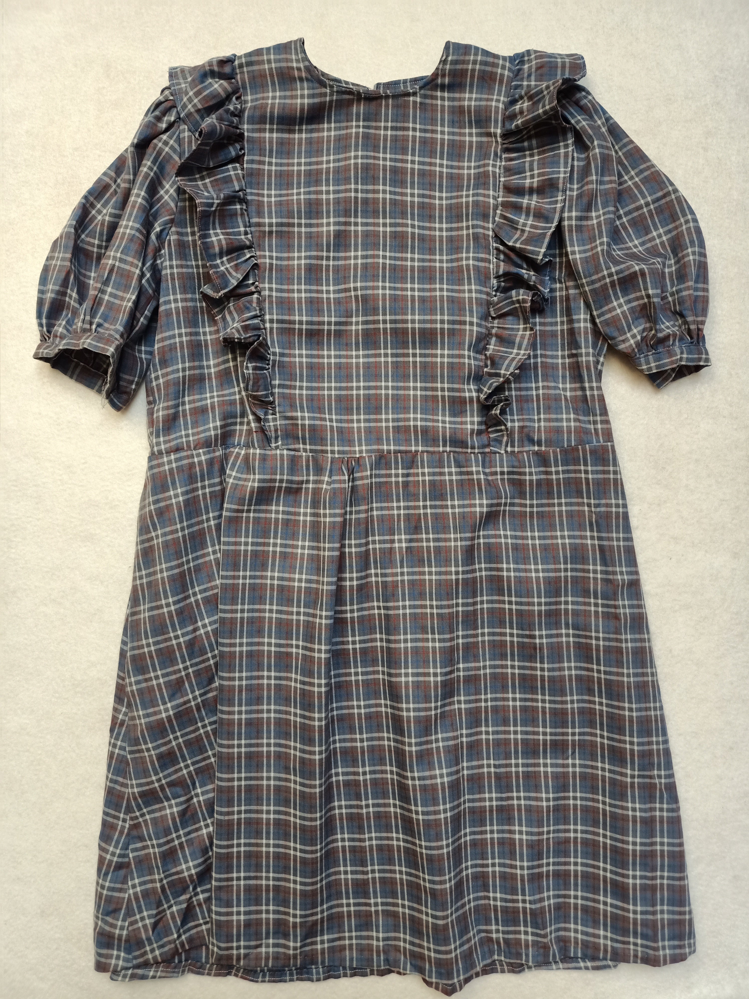 Vintage Ruffled Checkered Dress