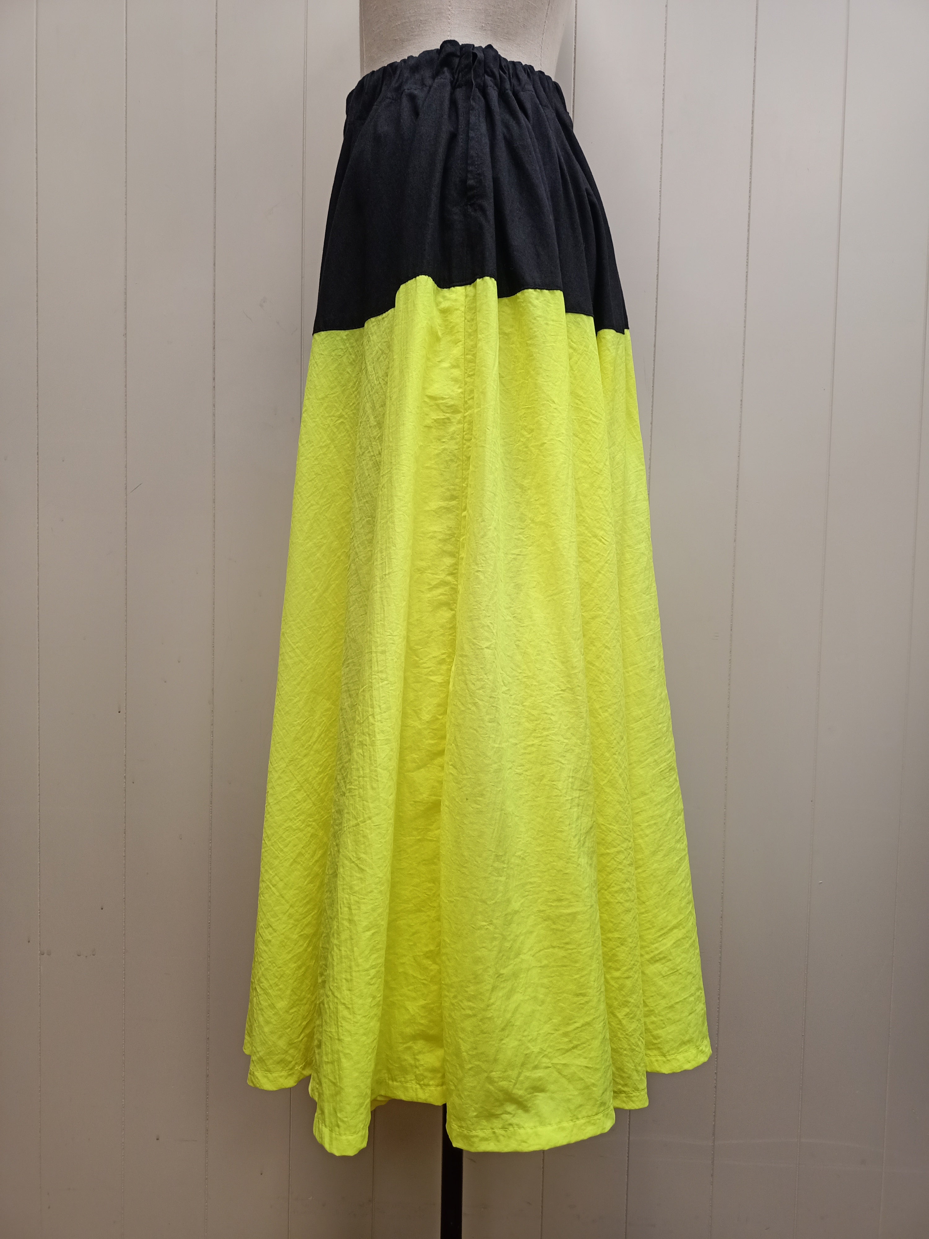 Vintage Black & Neon Green Skirt