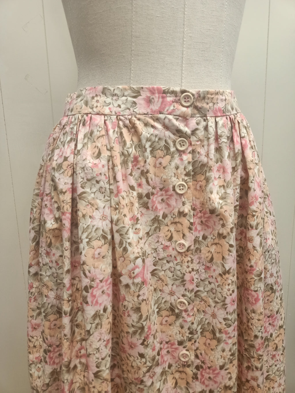 Vintage Floral Button Up Skirt