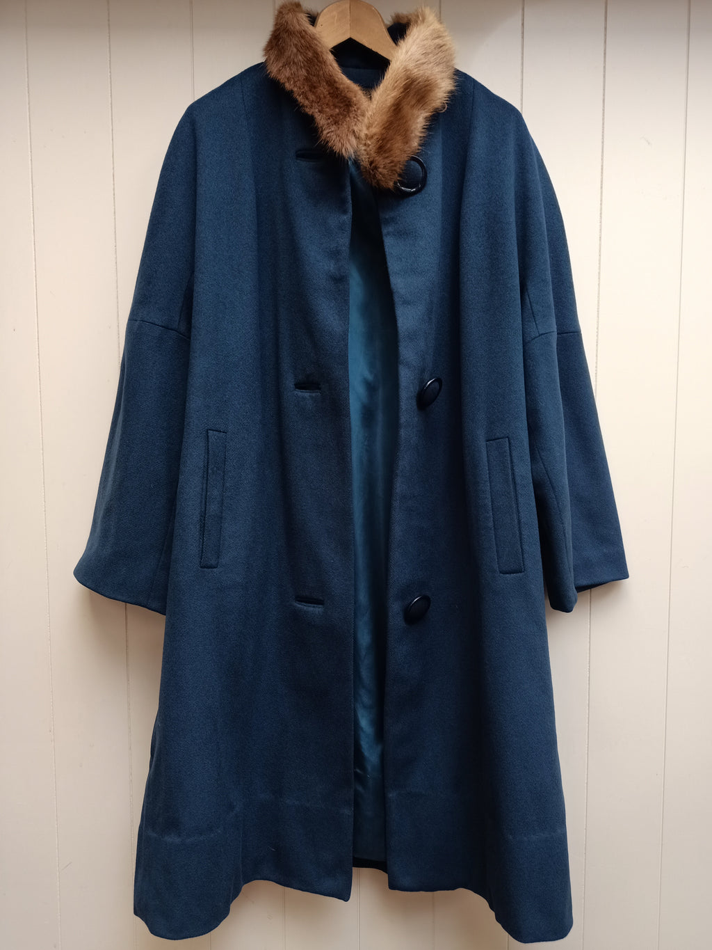 Vintage Van Roli Teal & Fur Coat