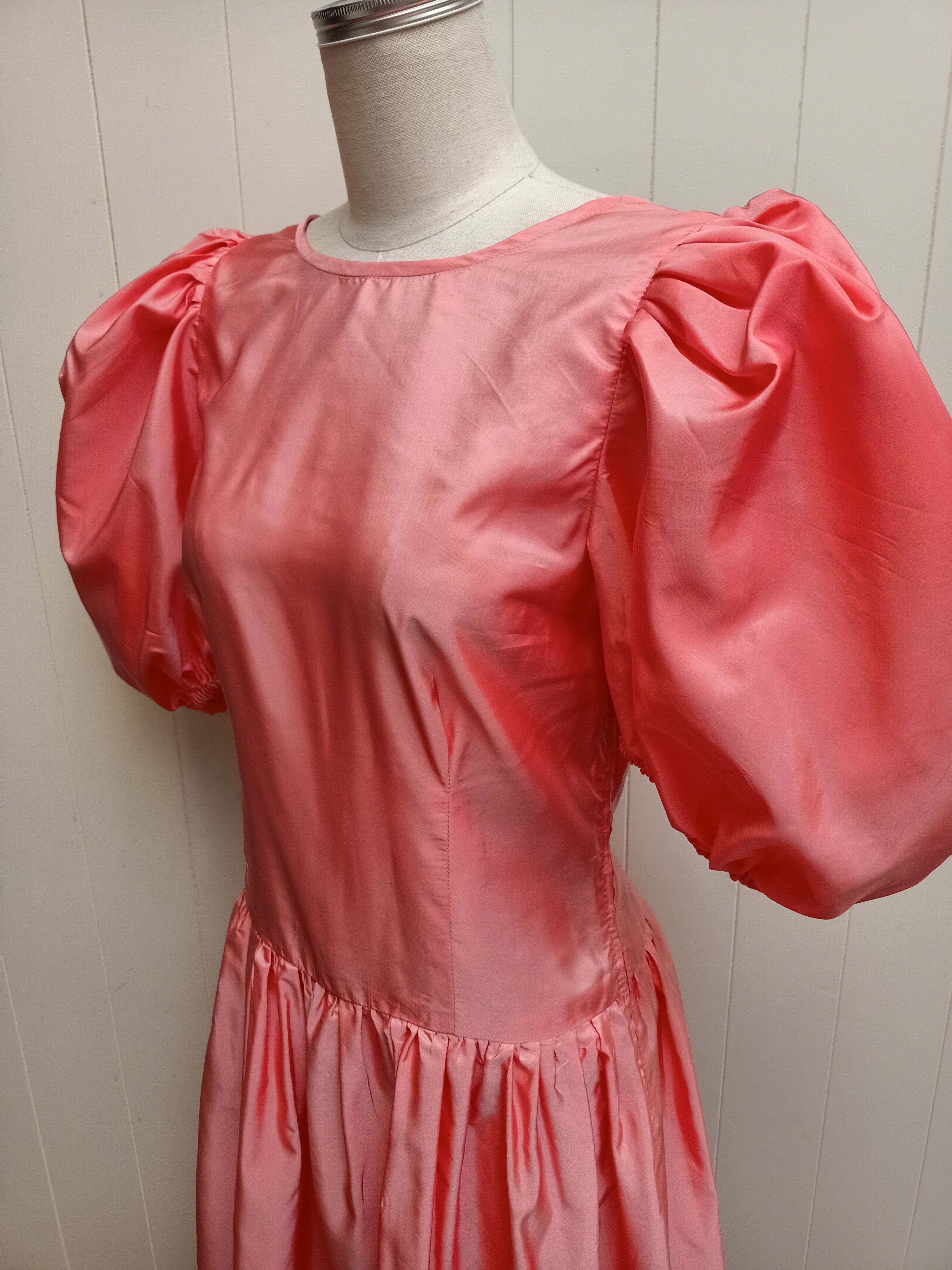 Vintage Coral Taffeta Dress