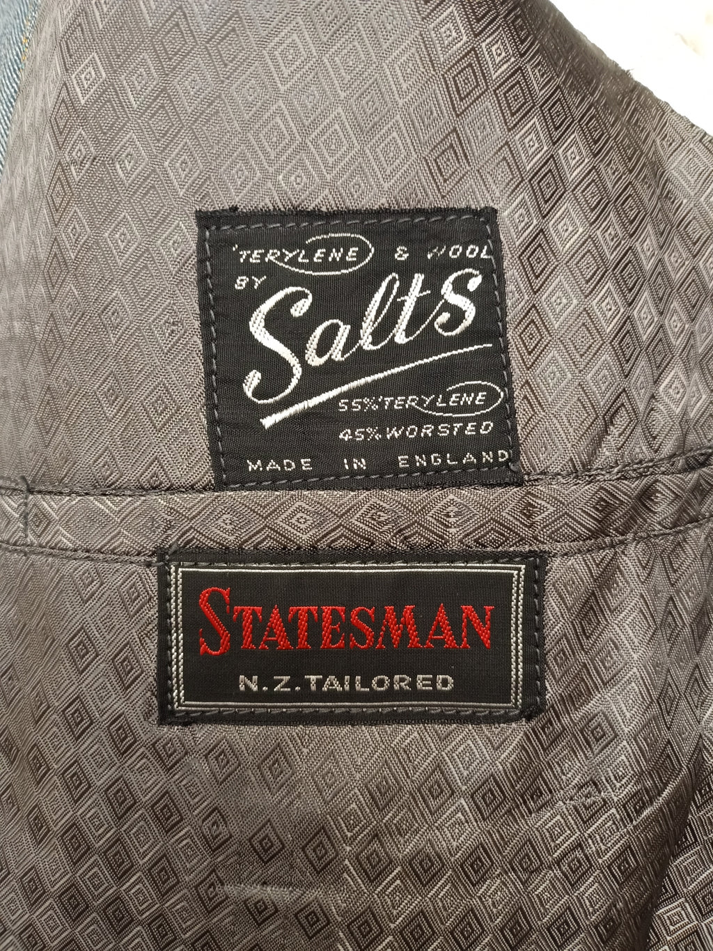 Vintage Mens Statesman Herringbone Suit
