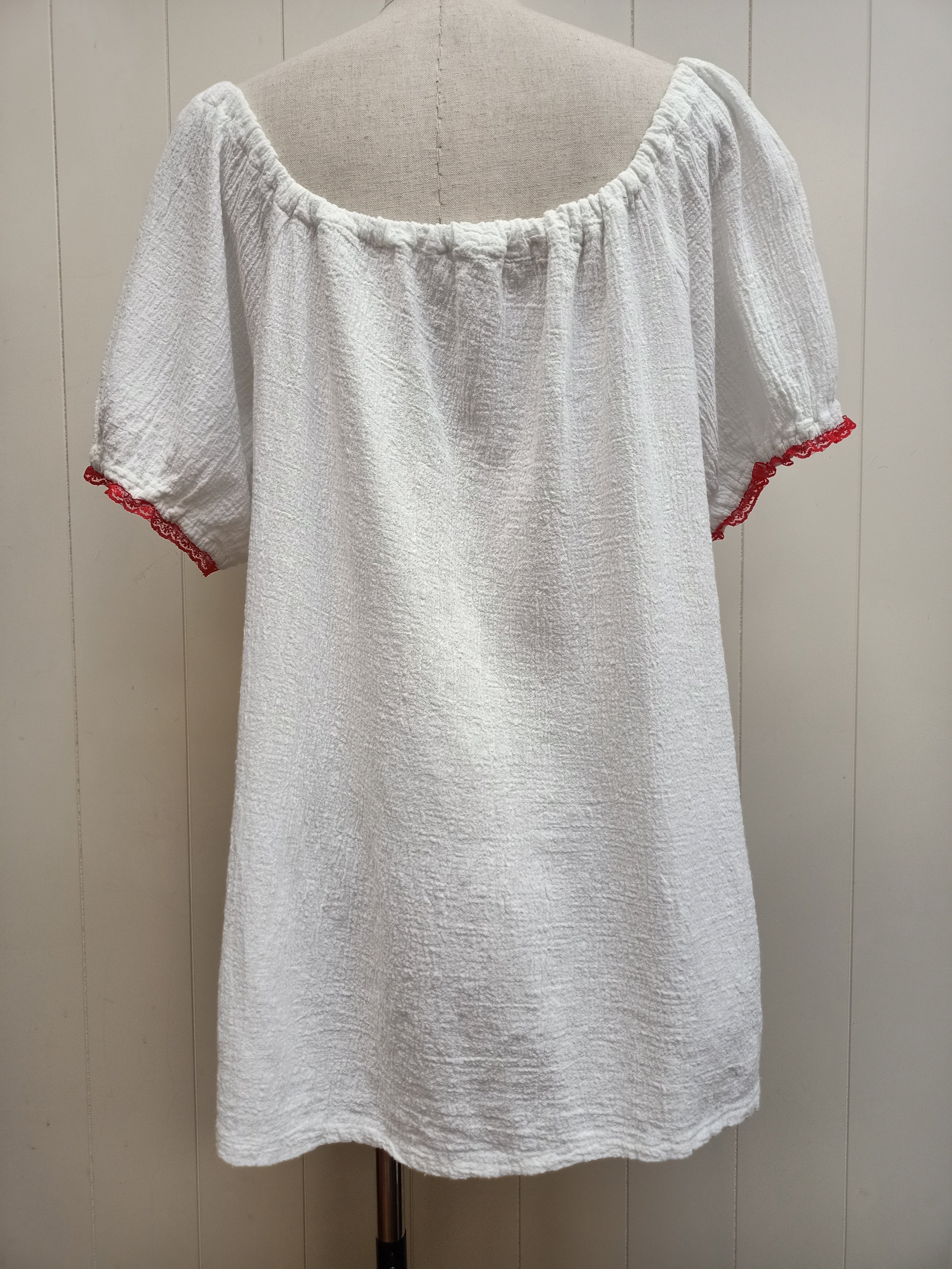 Vintage Red Trim Peasant Shirt