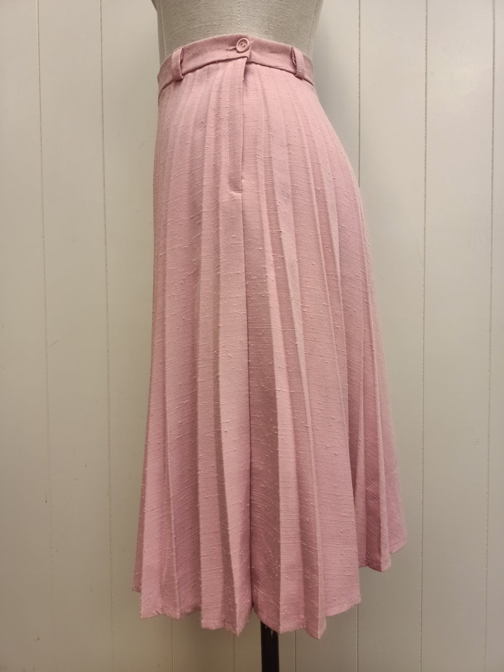 Vintage Pink Slub Pleat Skirt