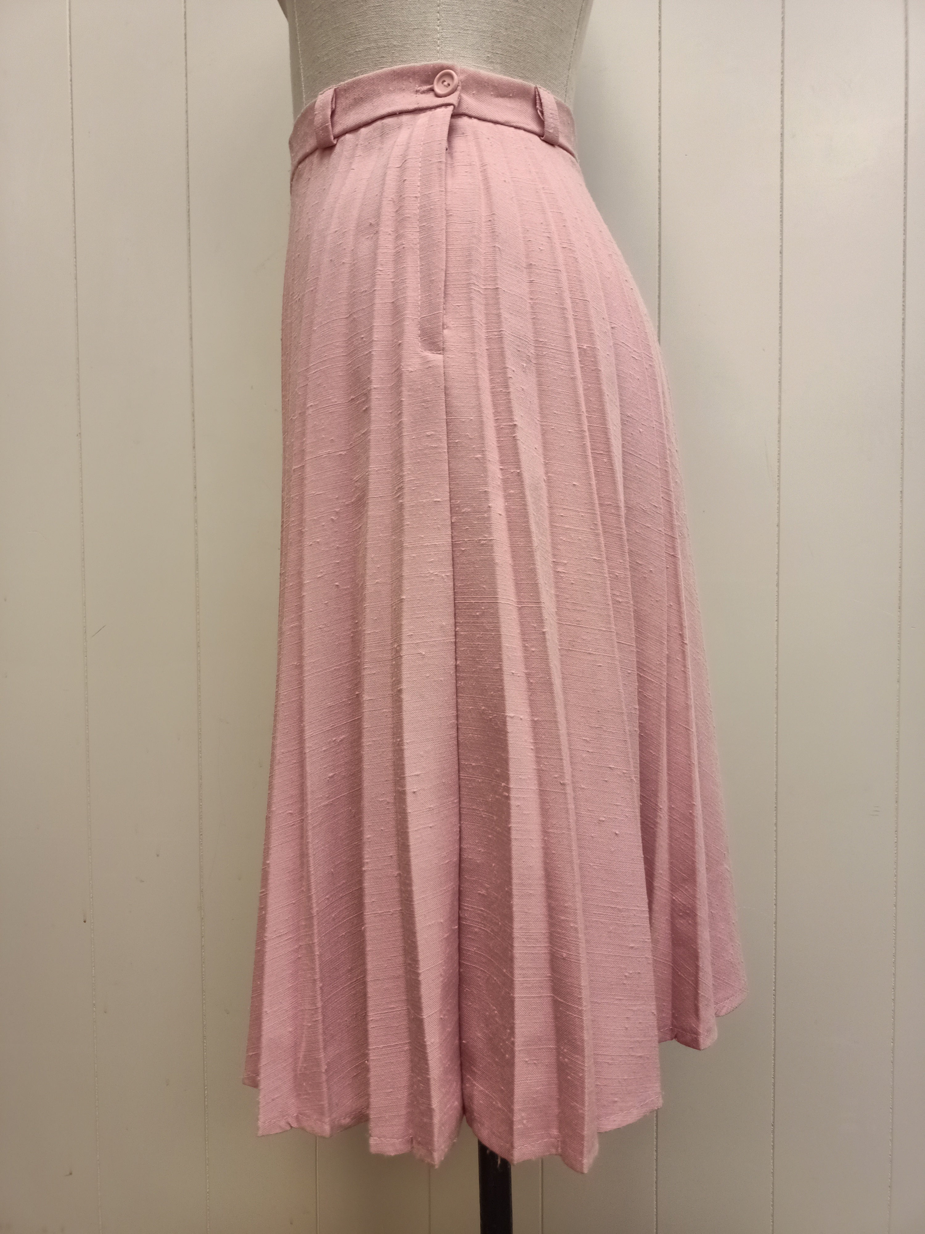 Vintage Pink Slub Pleat Skirt
